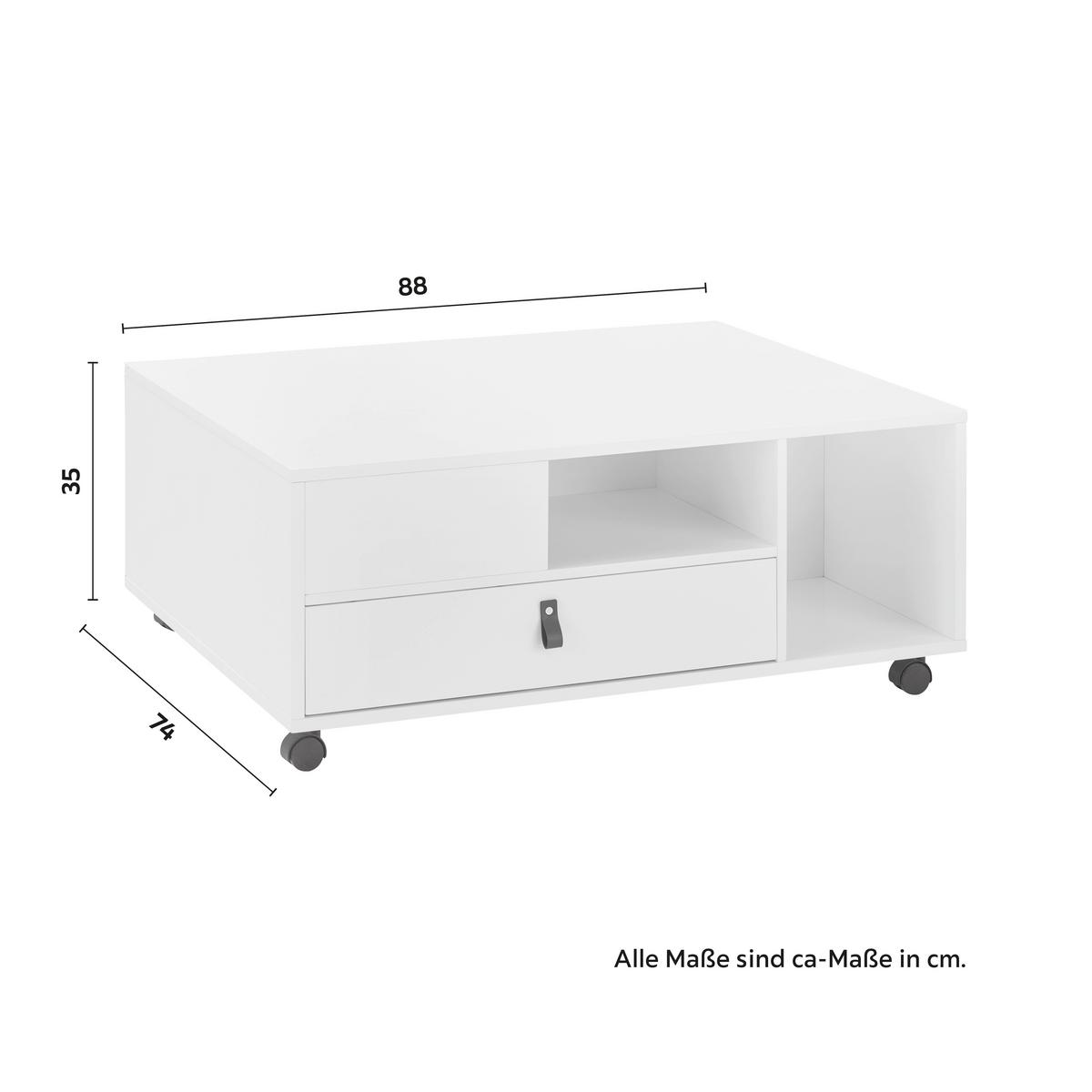Couchtisch Mick Weiß MDF - Braun/Weiß, MODERN, Holzwerkstoff/Kunststoff (74/88/35cm) - Bessagi Home