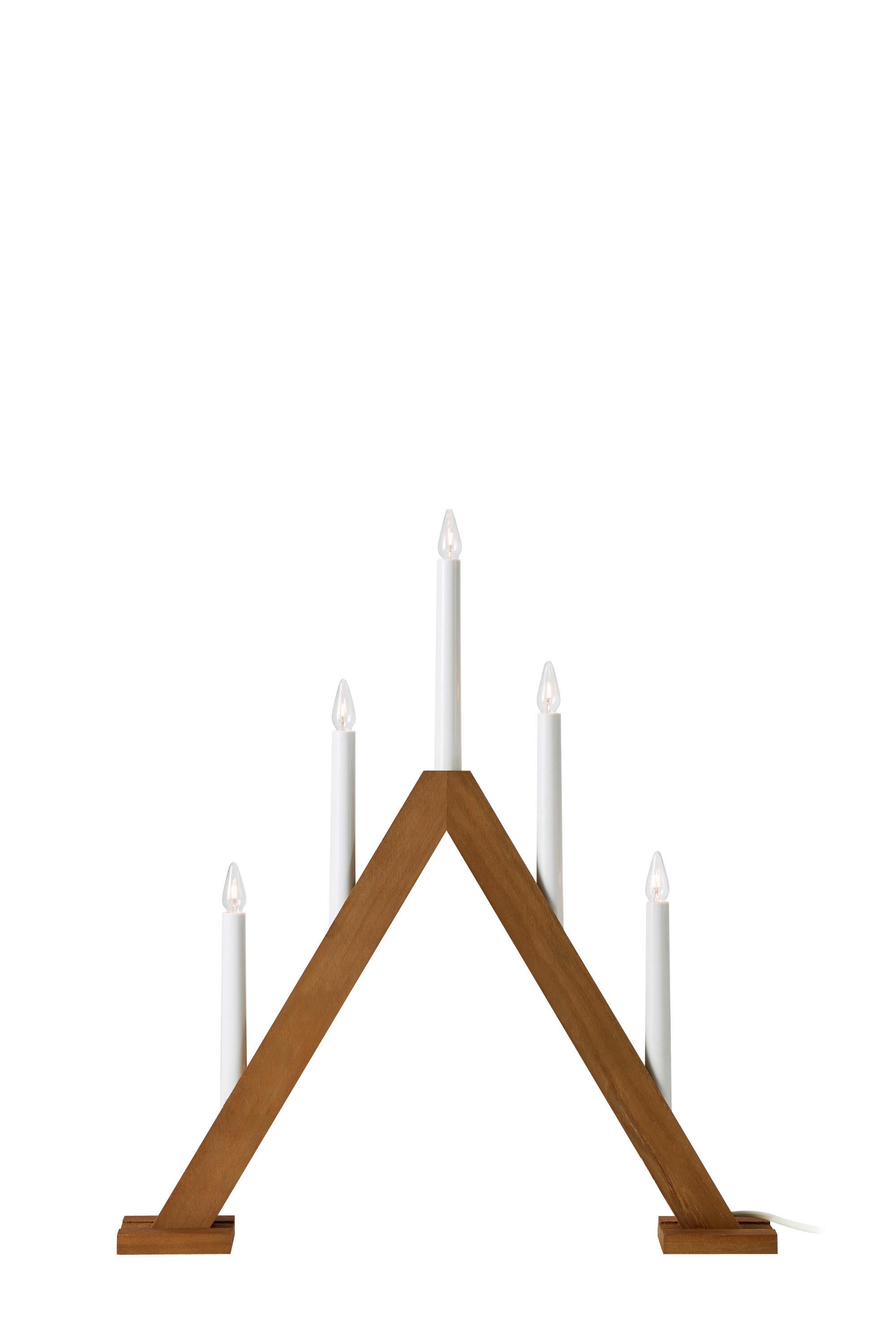 Weichnachtspyramide Ariele Weiß/Hellbraun - Hellbraun/Weiß, Basics, Holz (46/46/52,5cm) - Markslöjd