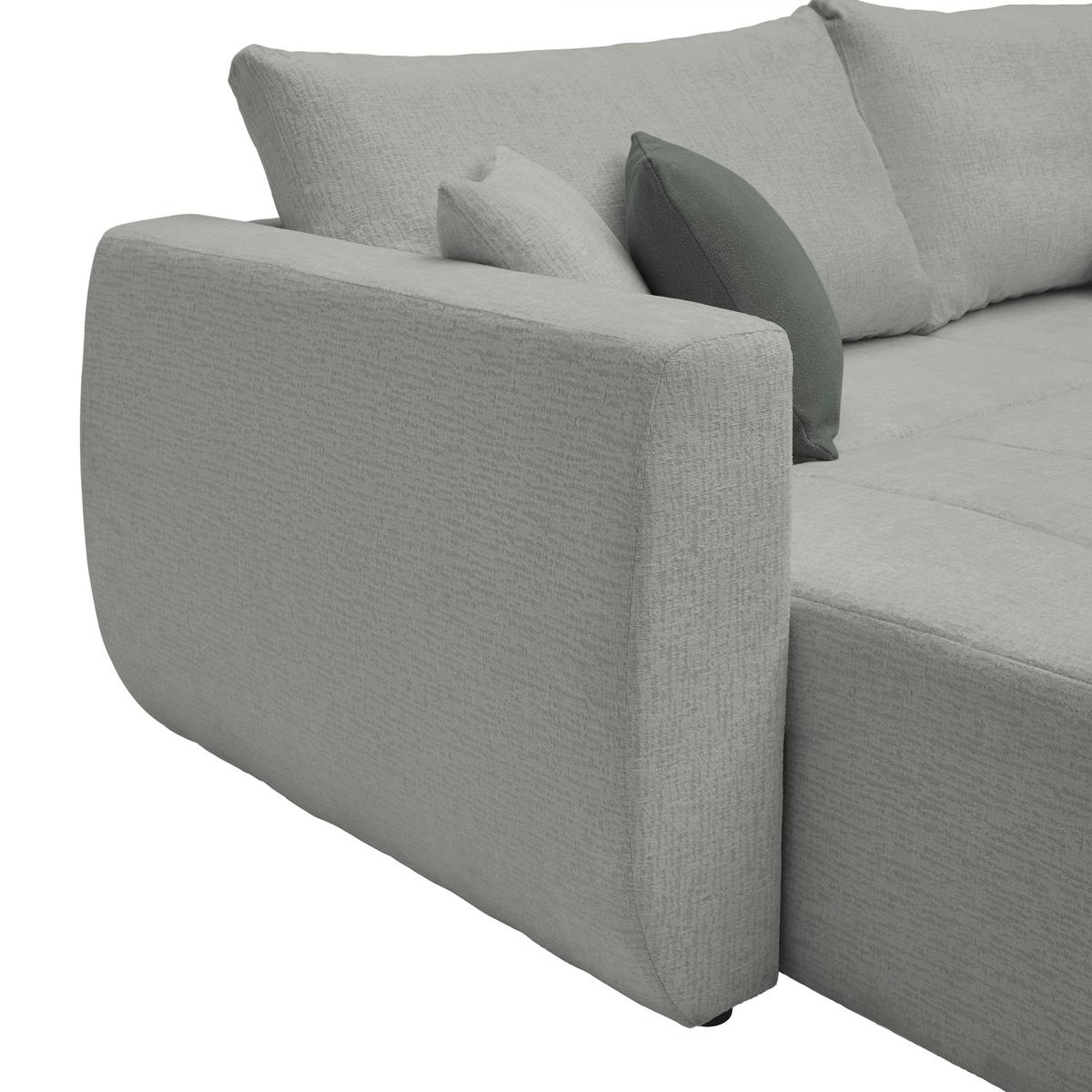 Schlafsofa Bologna Grau - Beige/Schwarz, Holz/Textil (245/74-90/104cm) - Mömax