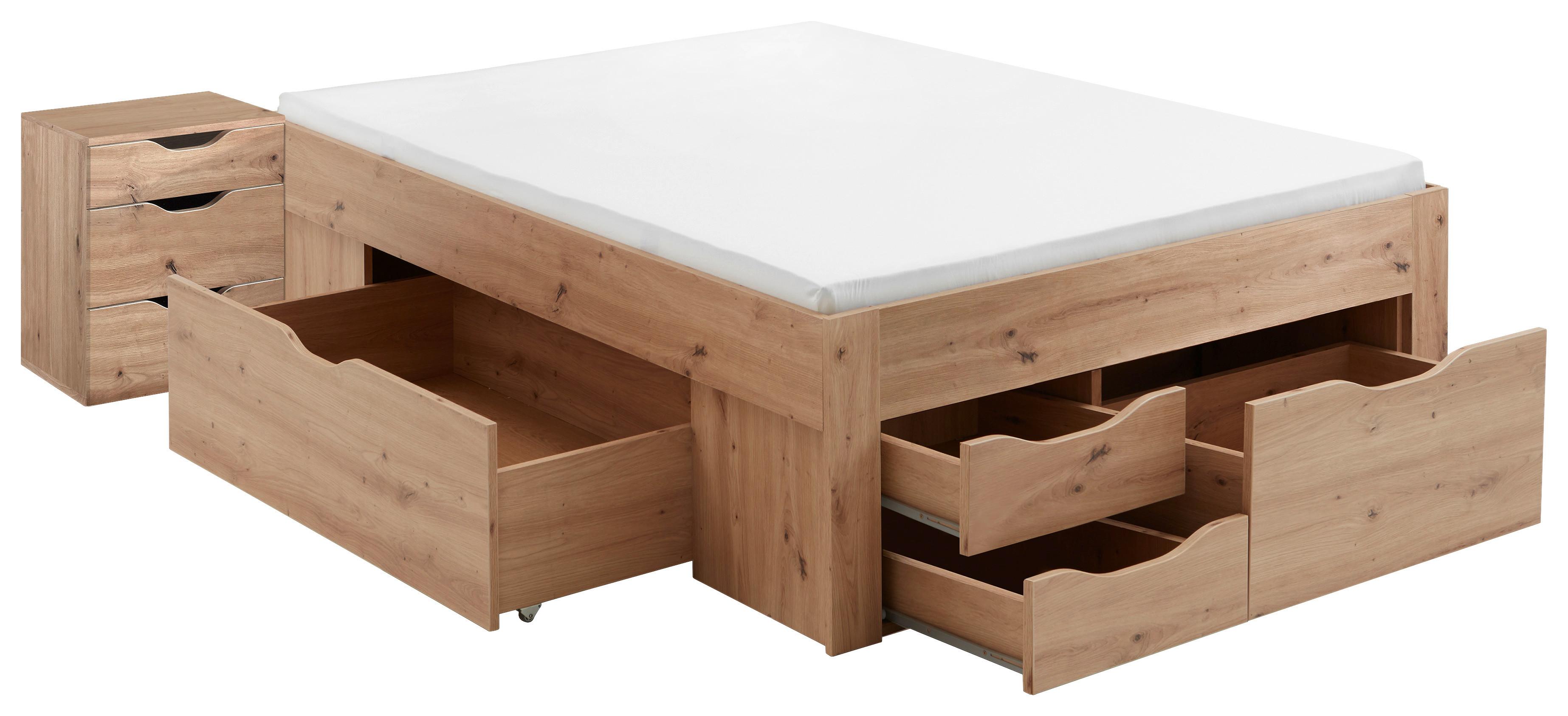 Staumraumbett Noah in Eiche Artisan ca. 140x200cm - Eiche Artisan, KONVENTIONELL, Holzwerkstoff (140/200cm) - Mömax