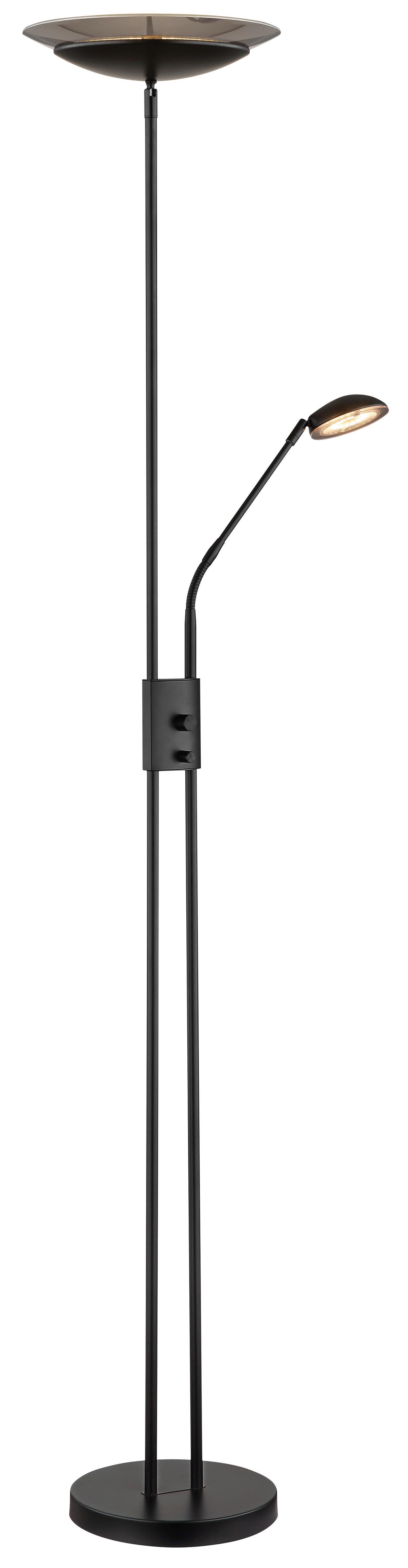 LED-Stehleuchte Ganina Schwarz max. 18,5 Watt - Schwarz, KONVENTIONELL, Glas/Kunststoff (30/178,5cm) - Globo