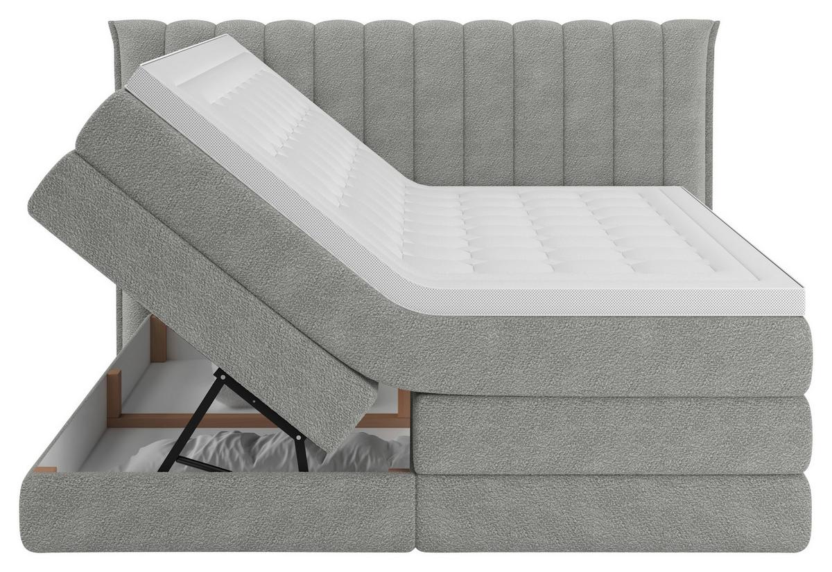 Boxspringbett Lina Grau ca. 200x200cm - Grau, KONVENTIONELL, Holz/Holzwerkstoff (200/200cm) - Premium Living