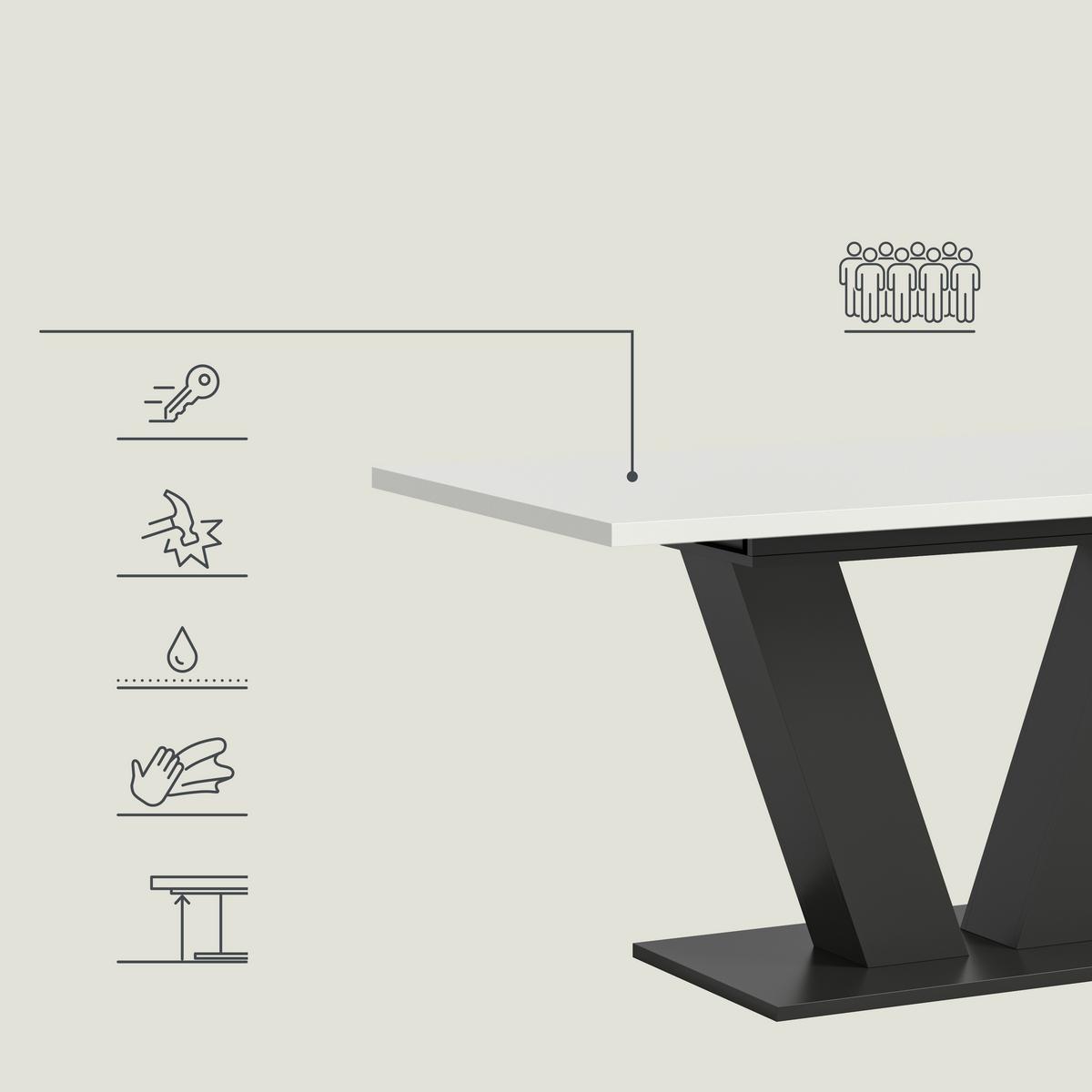 ESSTISCH MARLON V 150 AZ - Weiss, Trend, Holzwerkstoff (150-190/90cm) - MID.YOU