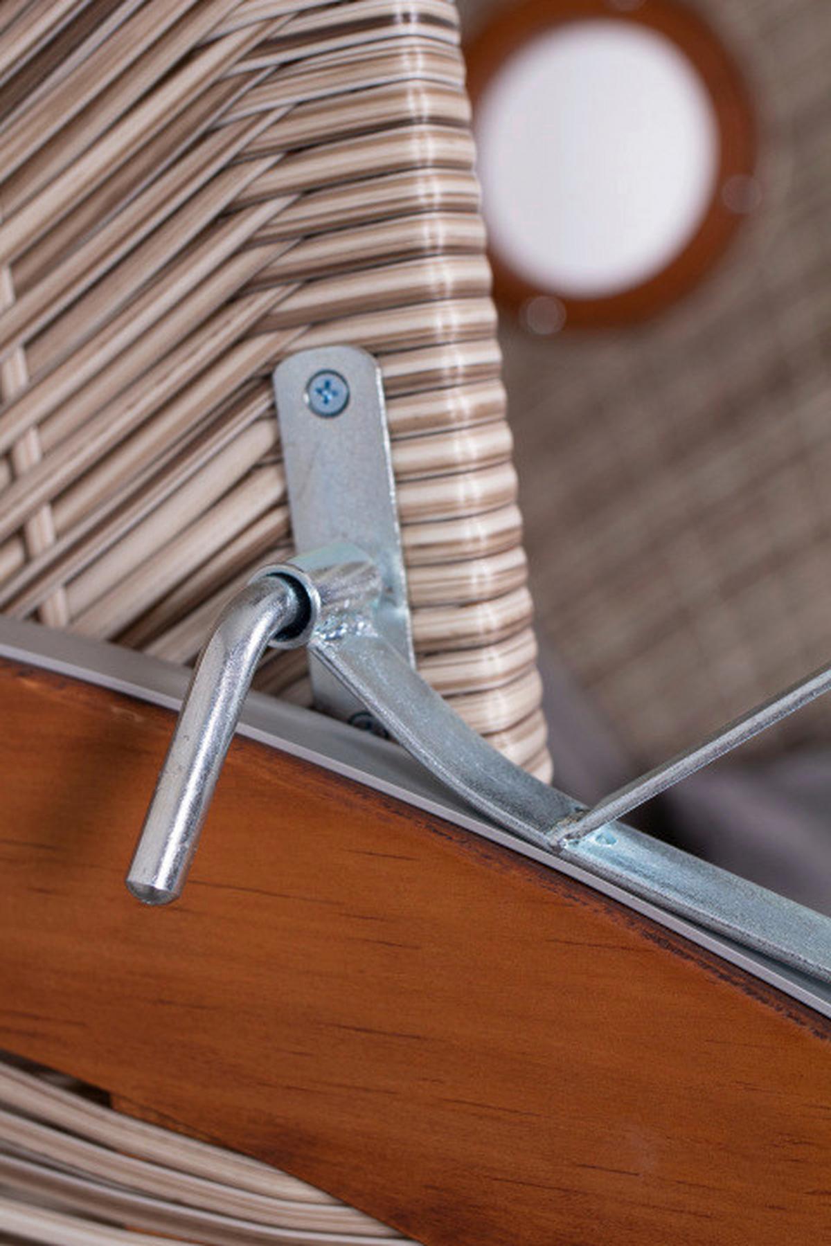 Strandkorb ca. 140x160x80 cm Braun/Grau - Braun/Grau, Basics, Holz/Kunststoff (140/160/80cm) - Gardenson