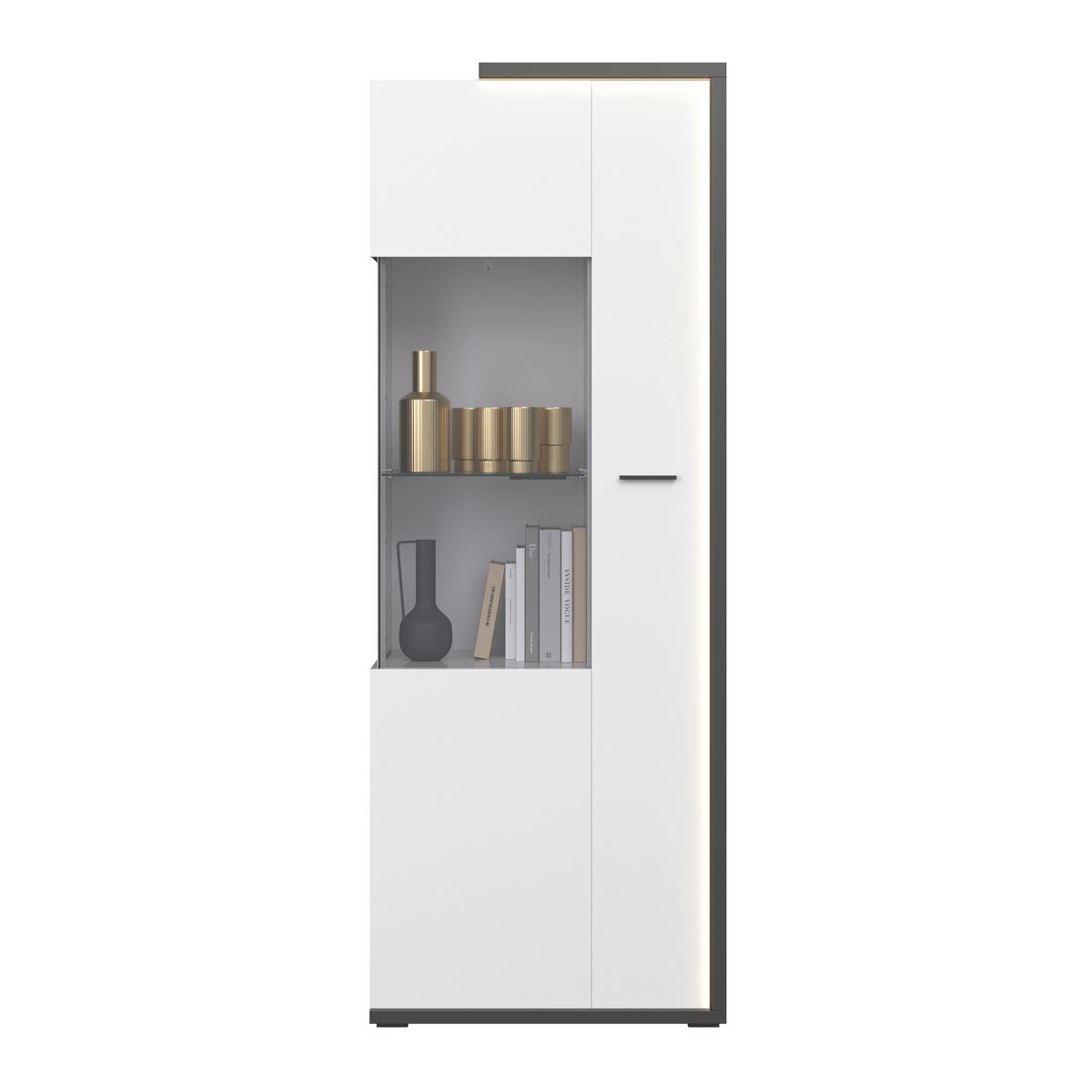 Vitrina Ambiente Plus - bijela/bijela visoki sjaj, Moderno, staklo/drvni materijal (73,4/199,1/43,6cm) - Modern Living