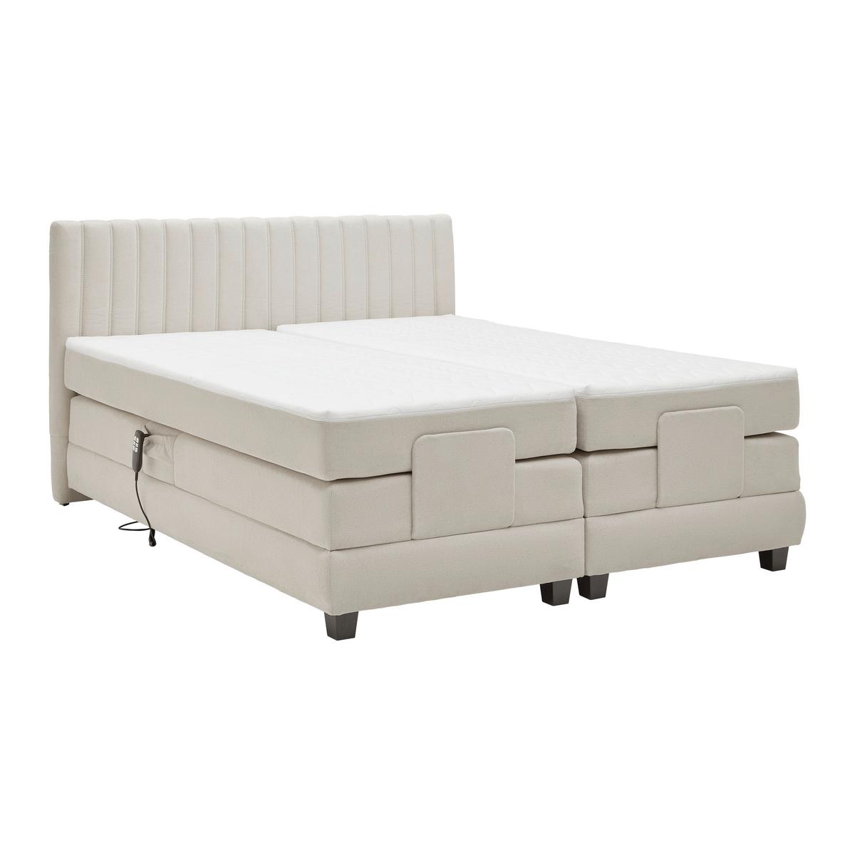 Boxspringbett Dixon Beige ca. 160x200cm - Beige/Schwarz, Konventionell, Holz/Holzwerkstoff (160/200cm) - Premium Living