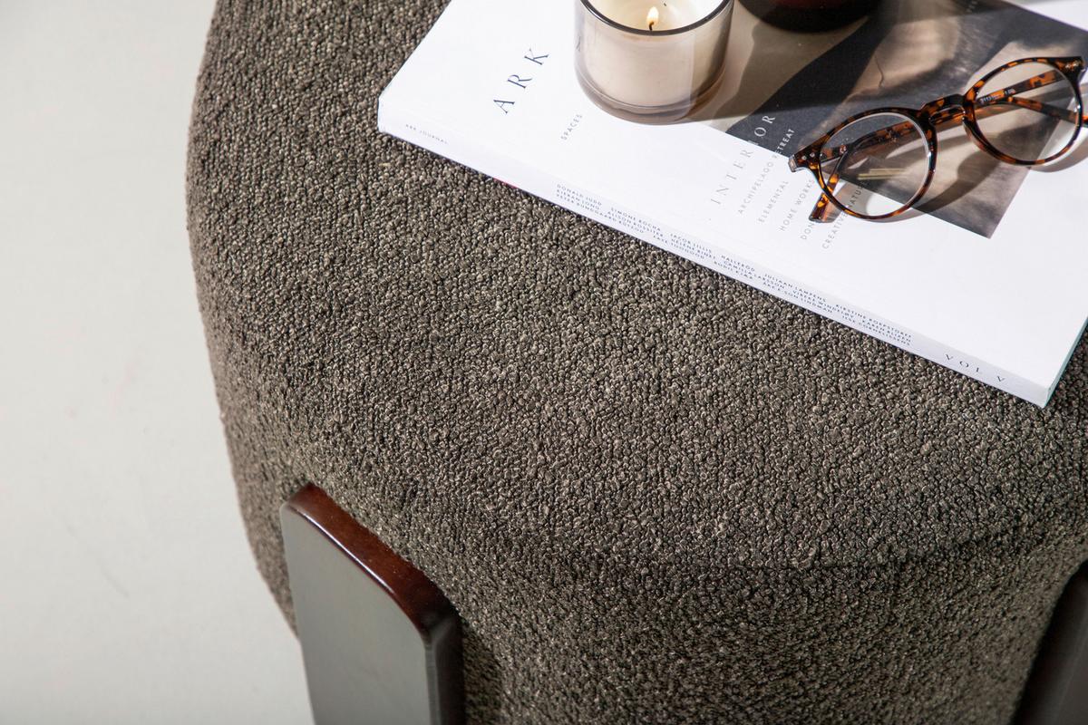 Pouf Coffey ca. 53x43x53 cm Grau/Dunkelbraun - Dunkelgrau/Braun, Design, Holz/Textil (52.5/43/52.5cm) - Livetastic