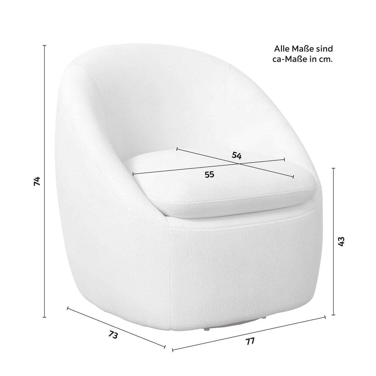 Fotoliu DORA - alb, Modern, lemn/metal (77/74/73cm) - Bessagi Home