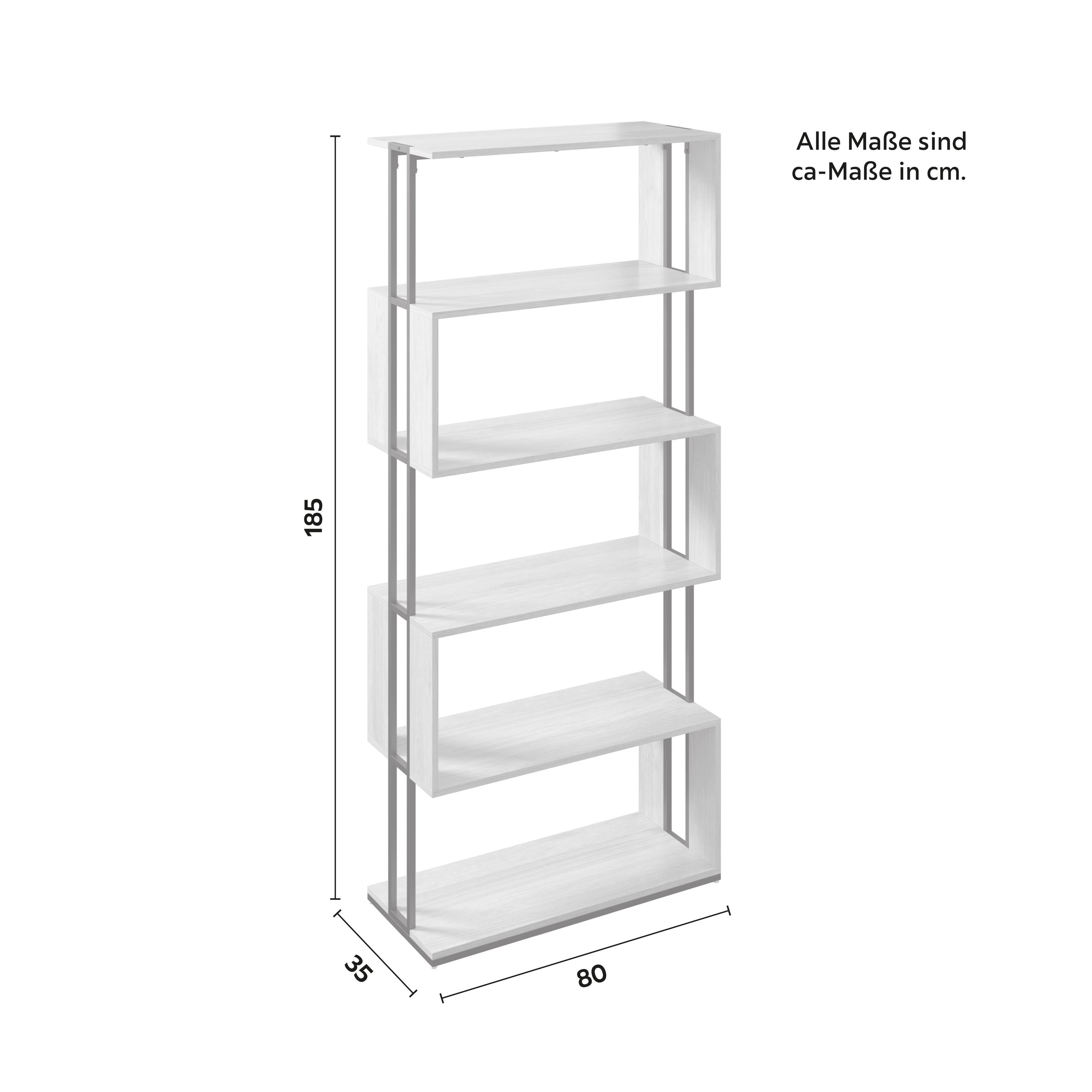 HYLLA FINN - svart/ekfärgad, Modern, metall/trämaterial (80/185/35cm) - Bessagi Home