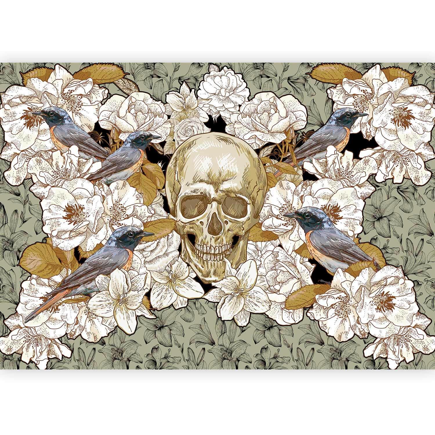 Fototapeta Among Flowers, 300x210cm - zelena/bež, Basics, tekstil (300/210cm) - artgeist