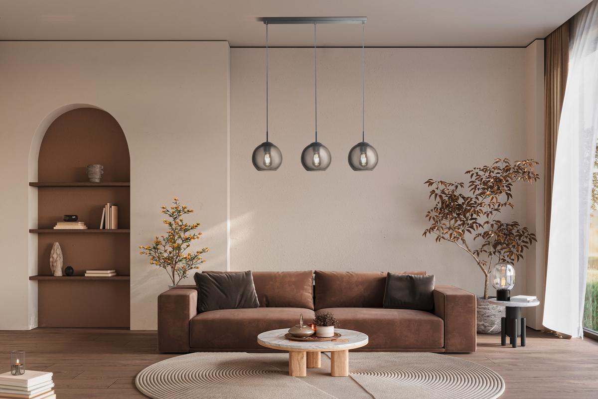 Függőlámpa 1033-3sm - krómszínű, Basics, üveg/fém (81/25/150cm)