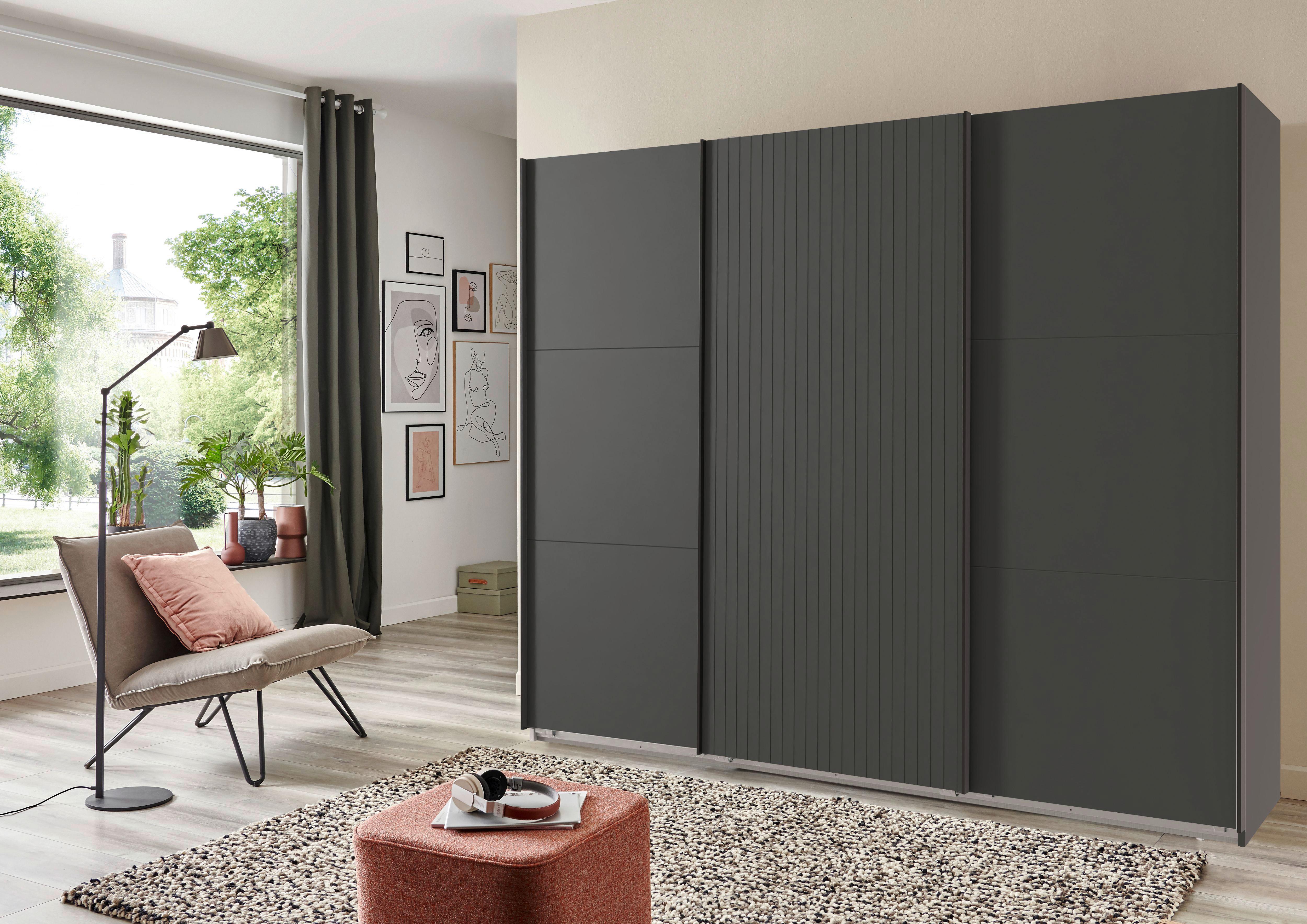 Ormar S Kliznim Vratima Andorra - boje grafita/crna, Moderno, drvni materijal/metal (300/216/65cm) - Modern Living