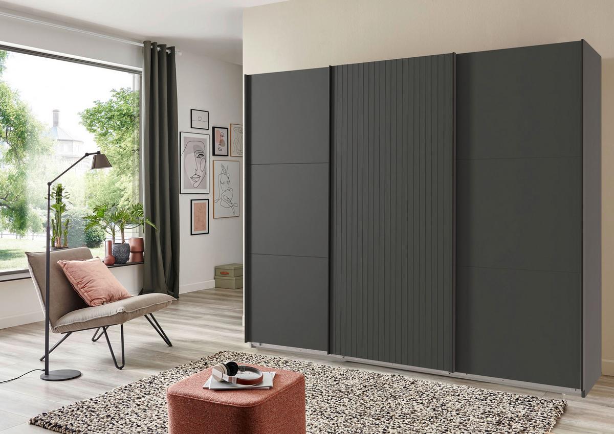 Ormar S Kliznim Vratima Andorra - boje grafita/crna, Moderno, drvni materijal/metal (300/216/65cm) - Modern Living