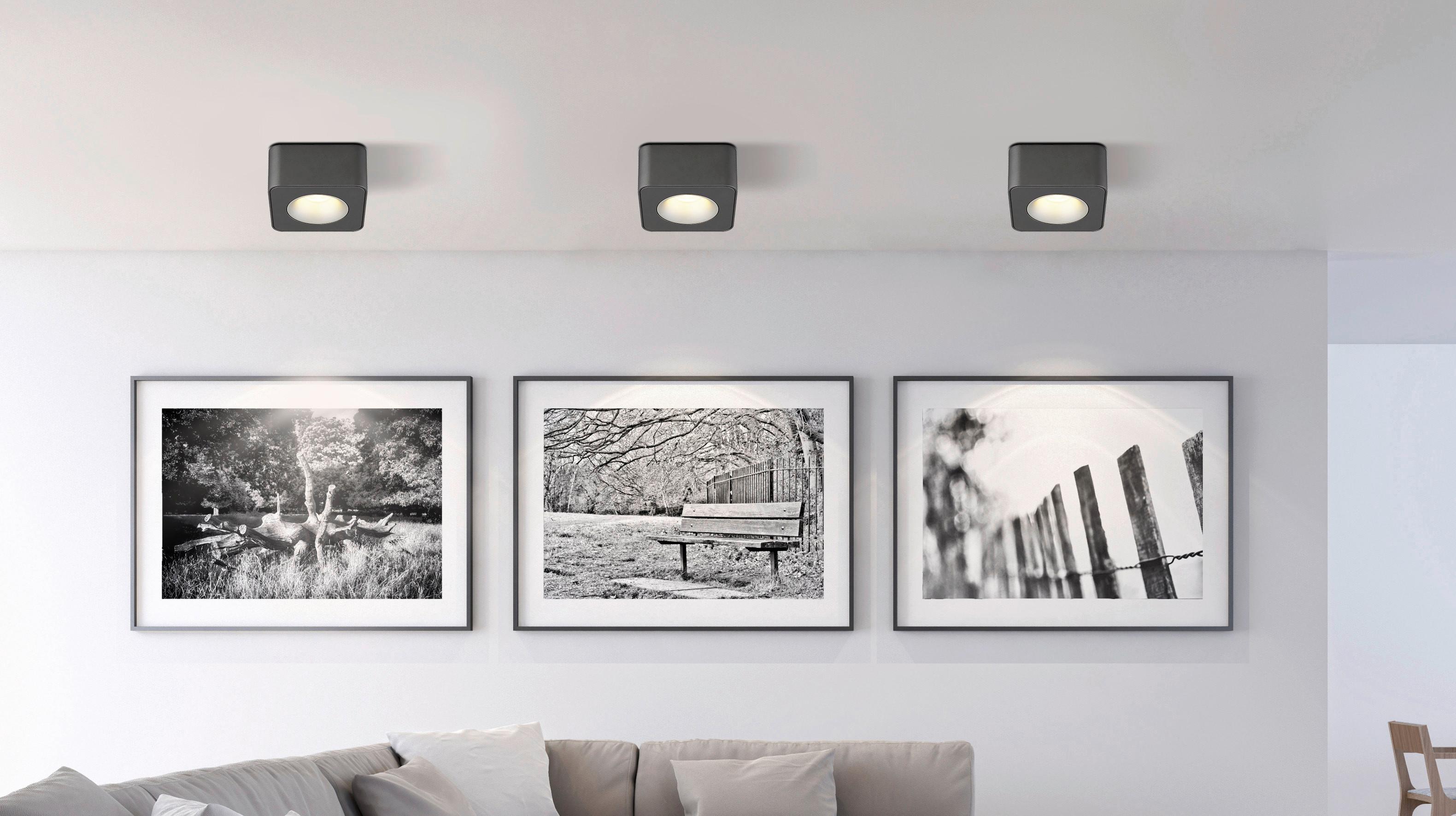 LED-Strahler Hangarau Klar/Dunkelgrau max. 6,5 Watt - Klar/Dunkelgrau, KONVENTIONELL, Kunststoff/Metall (11,7/11,7/5,5cm) - Globo