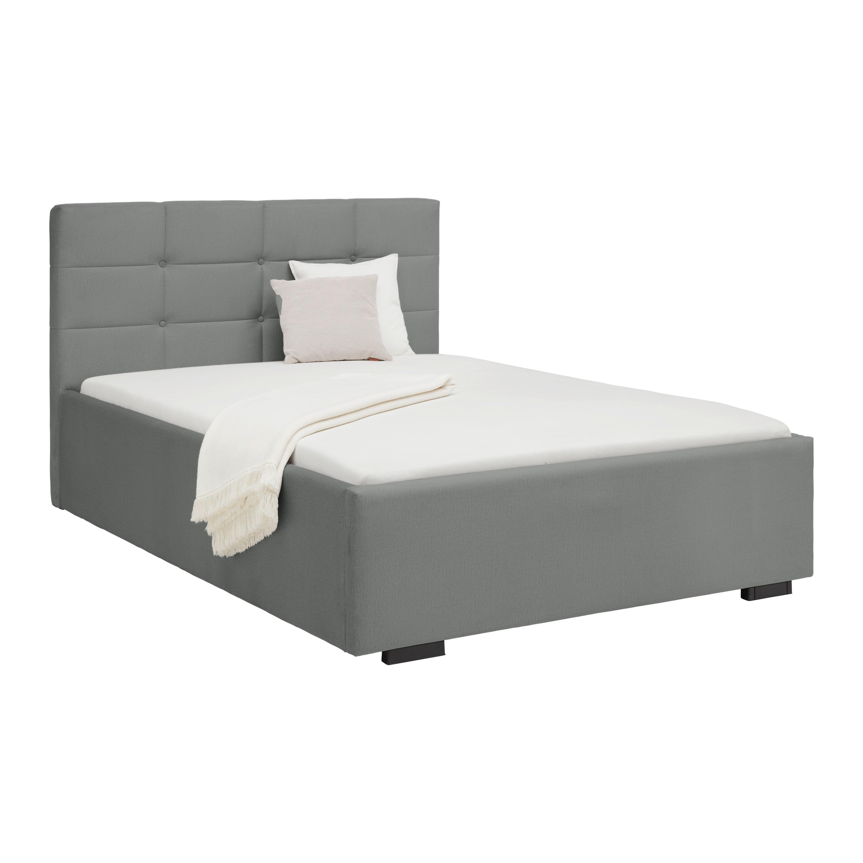 Oblazinjena Postelja Nelo, Siva, 140x200 - siva/črna, Konvencionalno, umetna masa/tekstil (140/200cm) - Mömax