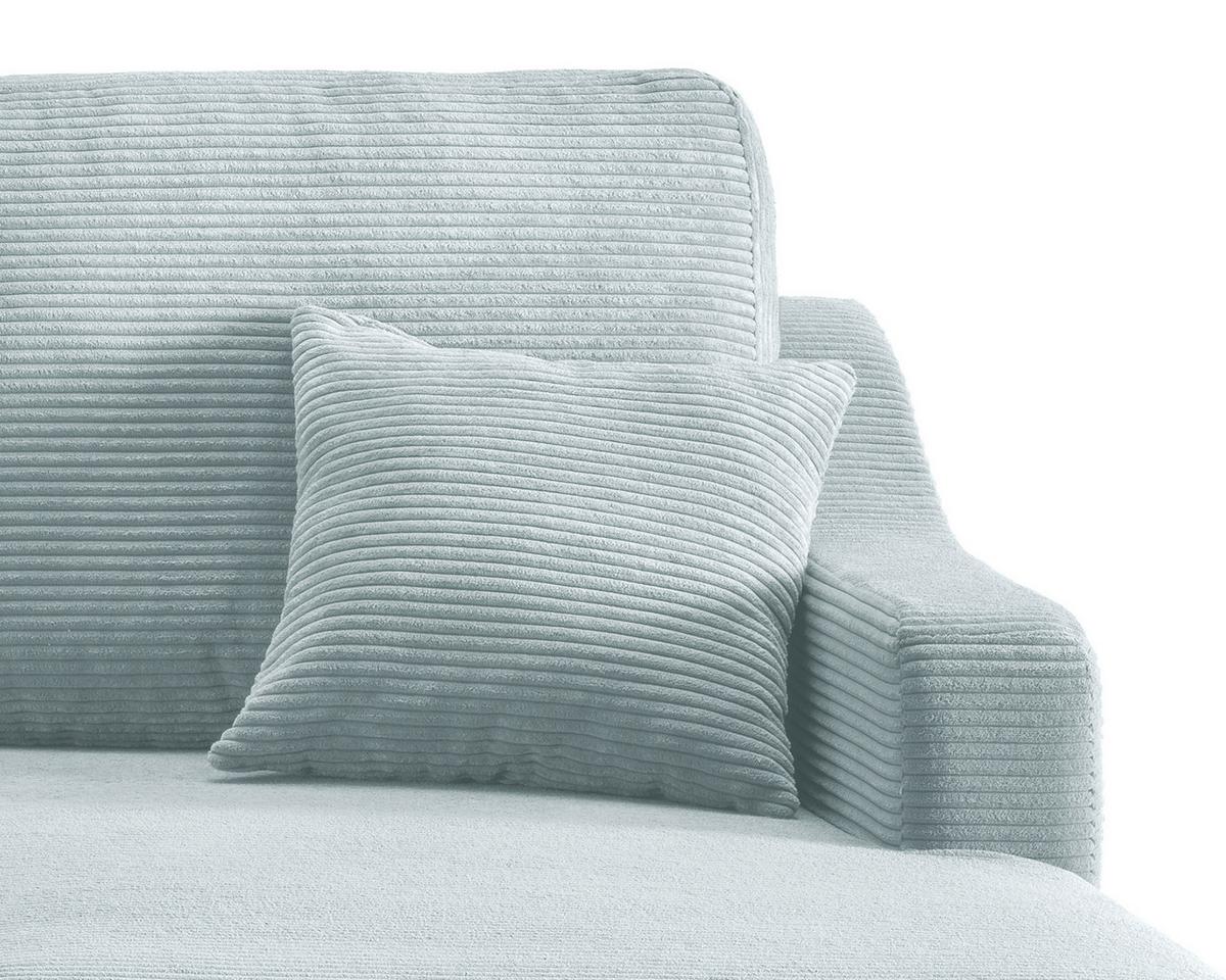 Ecksofa VALENTINA Cord ca. 228x150 cm Hellgrau - Naturfarben/Hellblau, Design, Holz/Textil (228/150cm) - P & B