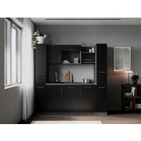Küchenblock Oliver m. Geräten Schwarz - Schwarz/Grau, Trend, Holzwerkstoff/Metall (205cm) - Respekta