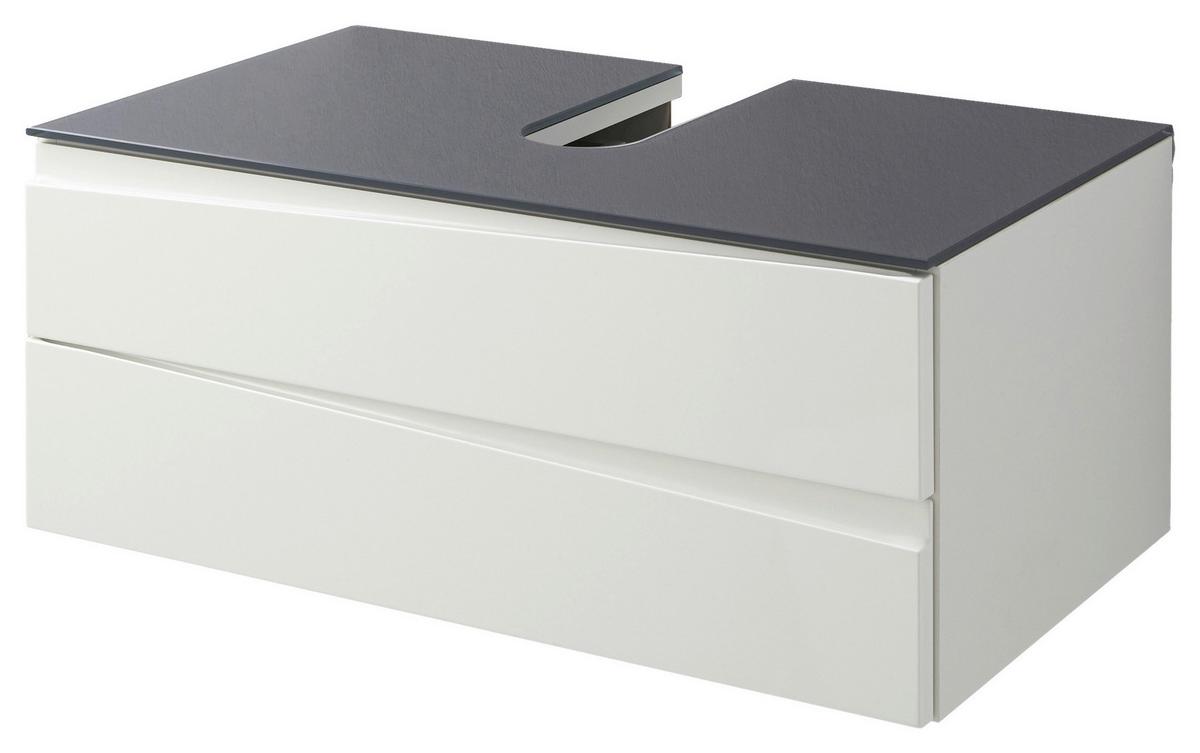 Waschbeckenunterschrank Shape ca. 80x33x47cm Weiß/Grau - Weiß Hochglanz/Grau, MODERN, Glas/Holzwerkstoff (80/33/47cm) - MID.YOU