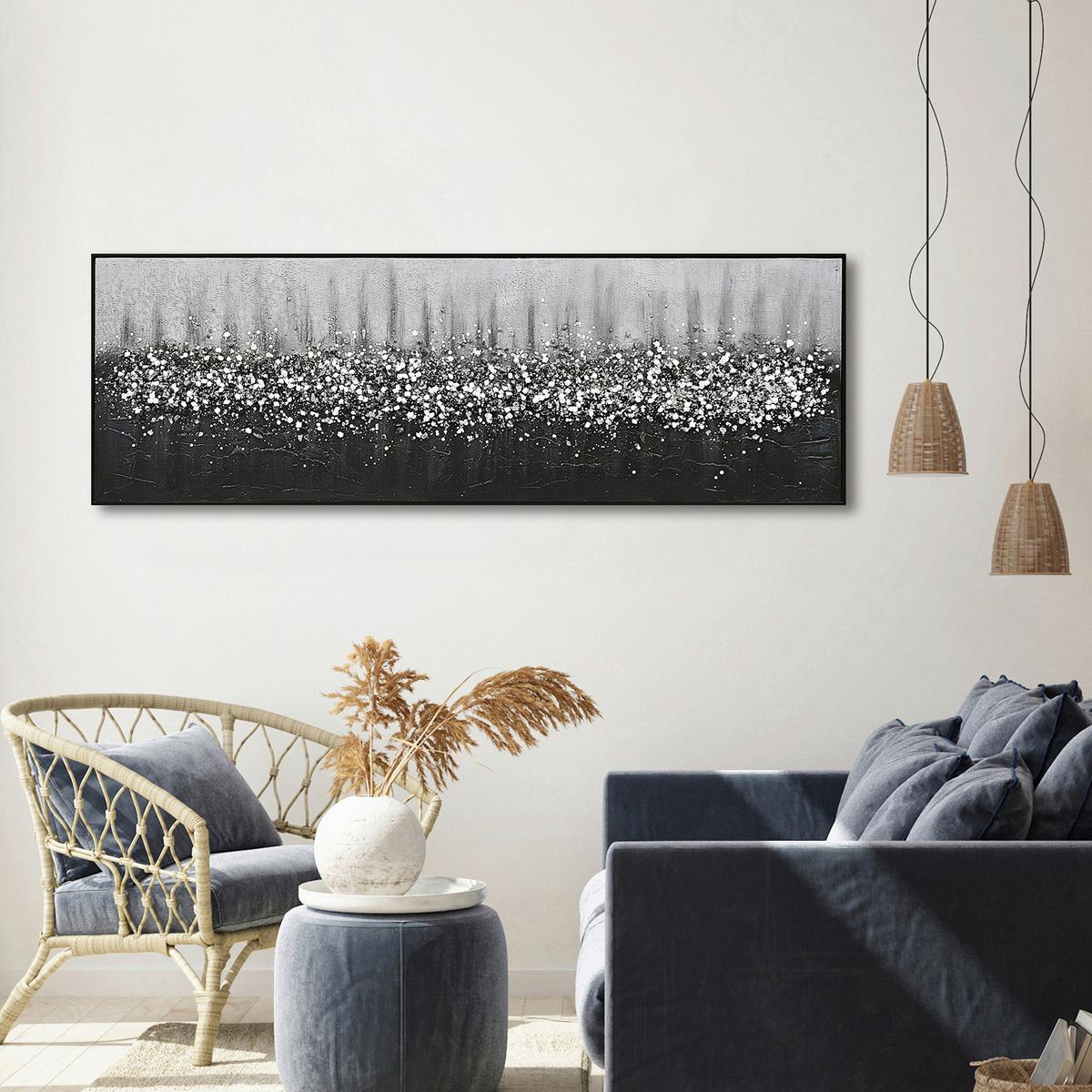 Leinwandbild Shiny Night Grau/schwarz/weiss Ca.152x52cm - Weiss/Schwarz, Modern, Holz/Kunststoff (152/52/4,5cm) - Mömax