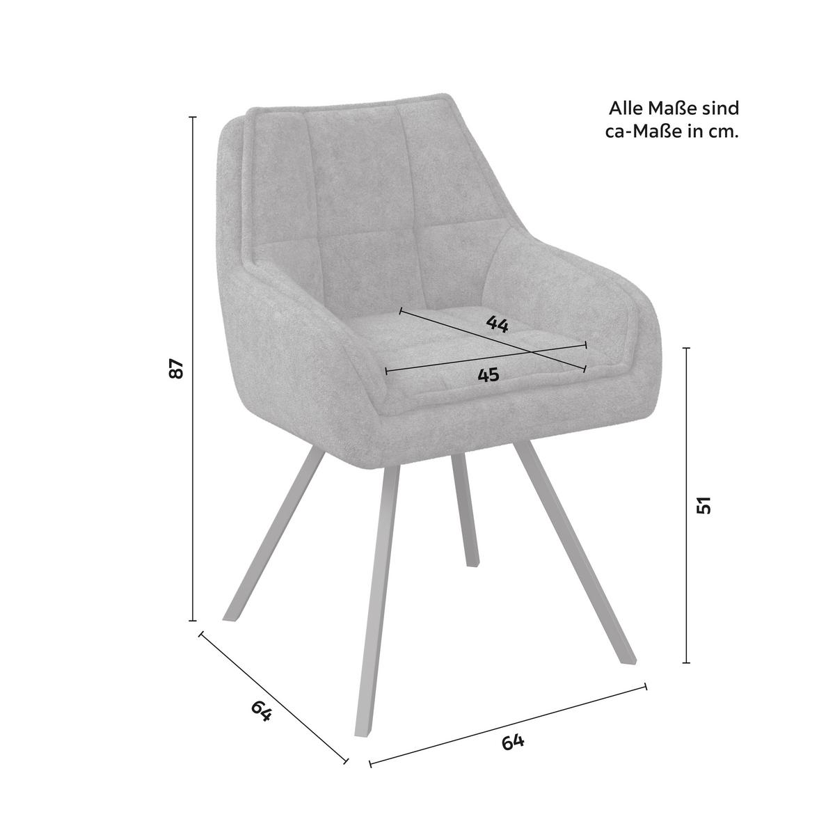 Armlehnstuhl Billy Braun Struktur Drehbar Gepolstert - Schwarz/Braun, MODERN, Holz/Textil (64/87/64cm) - Bessagi Home