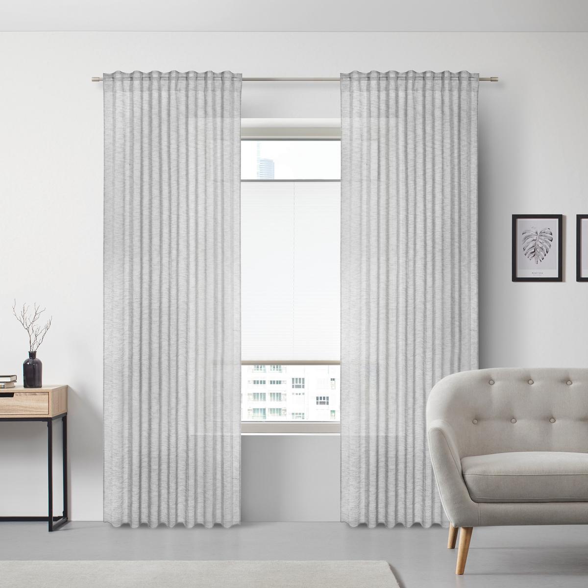 Fertigvorhang Sigrid in Grau ca. 140x245cm - Grau, Romantik / Landhaus, Textil (140/245cm) - Premium Living