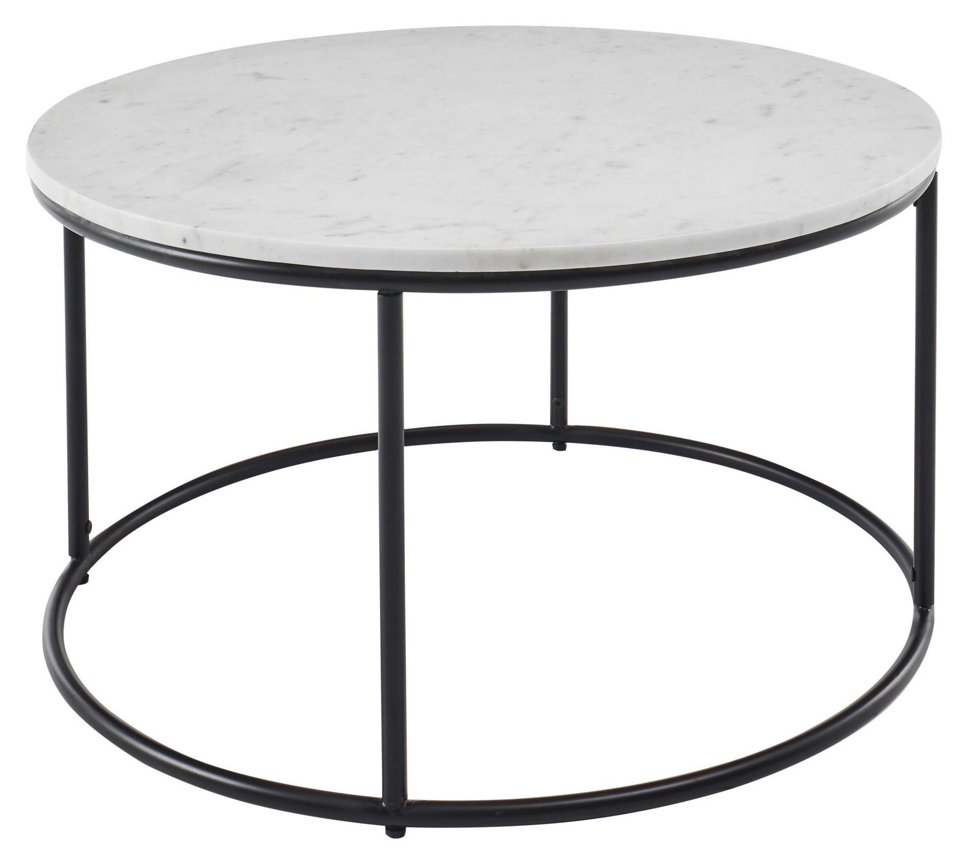 STOLIK KAWOWY BELFORT - czarny/biały, Design, kamień/metal (80/80/46cm) - Carryhome