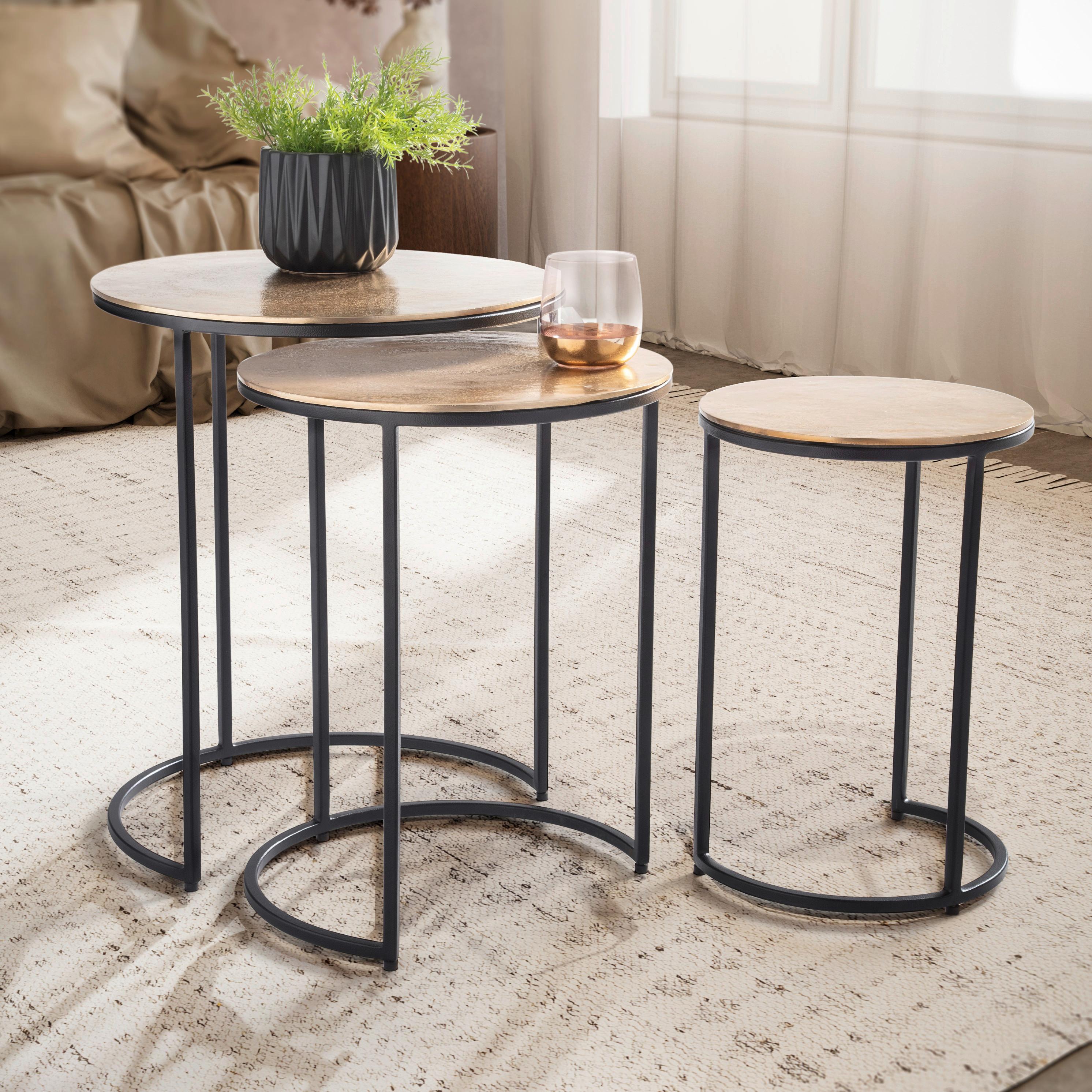 SATZTISCH WL6.761 - Goldfarben/Schwarz, Design, Metall - MID.YOU