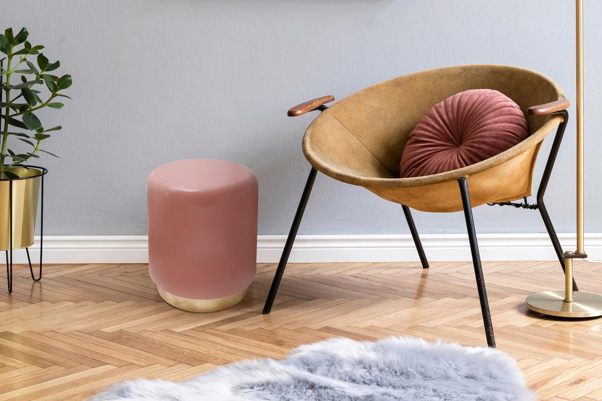 BEISTELLTISCH ART DECO 375 ROSA - Goldfarben/Rosa, Design, Metall (35/44,5cm) - Kayoom