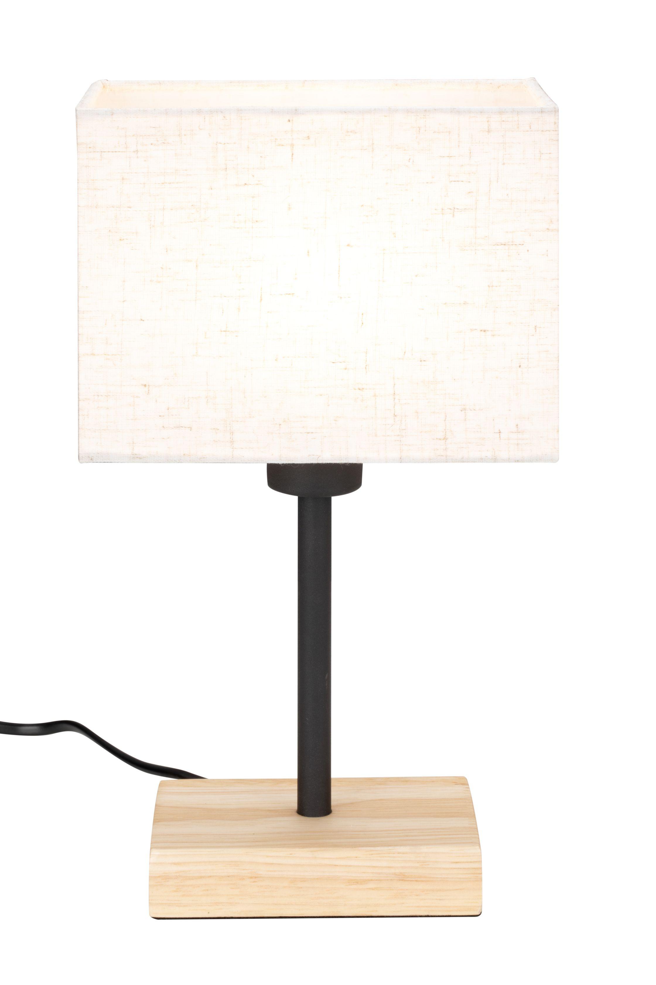 LAMPA STOŁOWA WOODRO *SBB* - kolor naturalny/czarny, Natur, metal/tkanina (17/10/30cm) - Boxxx