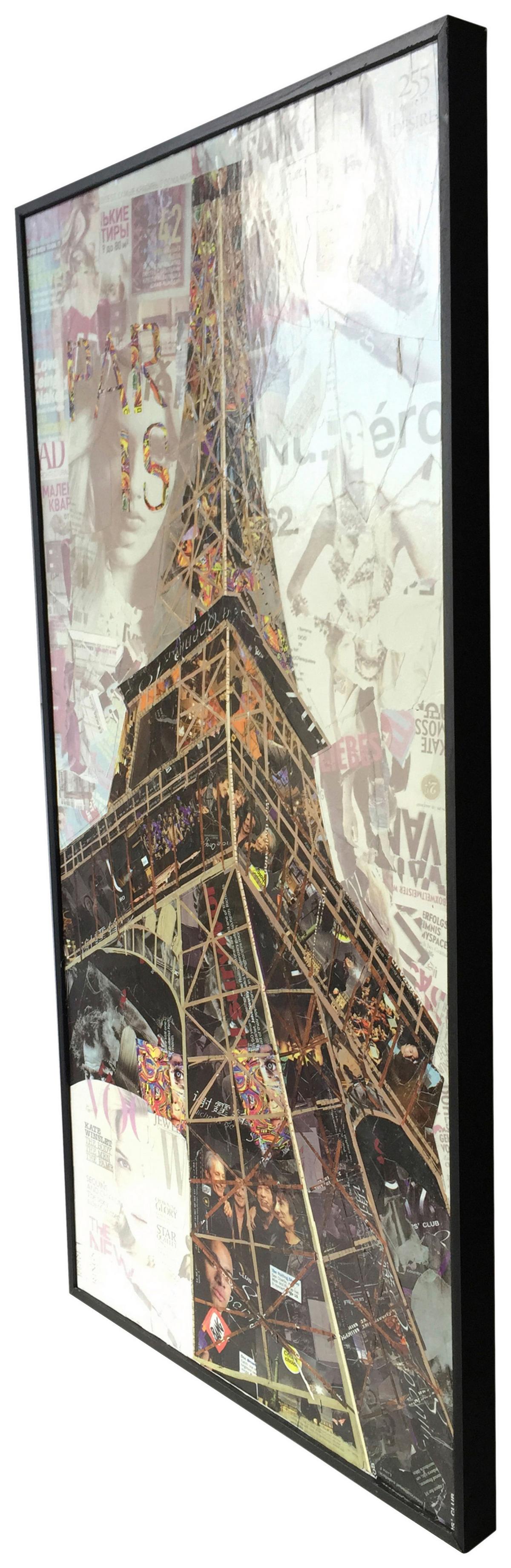 TABLEAU EIFELTURM - beige, Lifestyle, textile/bois (52/102/3,5cm) - Kayoom