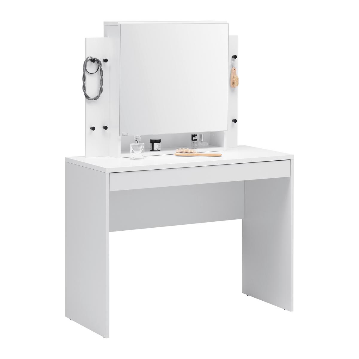Kozmetična Miza Eva, Bela - Moderno, steklo/leseni material (100/140/45cm) - Mömax