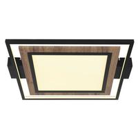 LED-Deckenleuchte Gabaldo Opal/Schwarz max. 36 Watt - Dunkelbraun/Opal, Natur, Holzwerkstoff/Kunststoff (50/45/5,5cm) - Globo