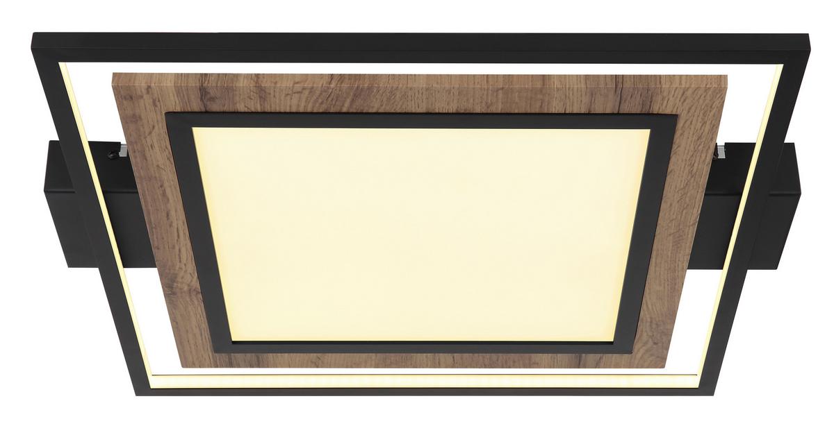 LED-Deckenleuchte Gabaldo Opal/Schwarz max. 36 Watt - Dunkelbraun/Opal, Natur, Holzwerkstoff/Kunststoff (50/45/5,5cm) - Globo
