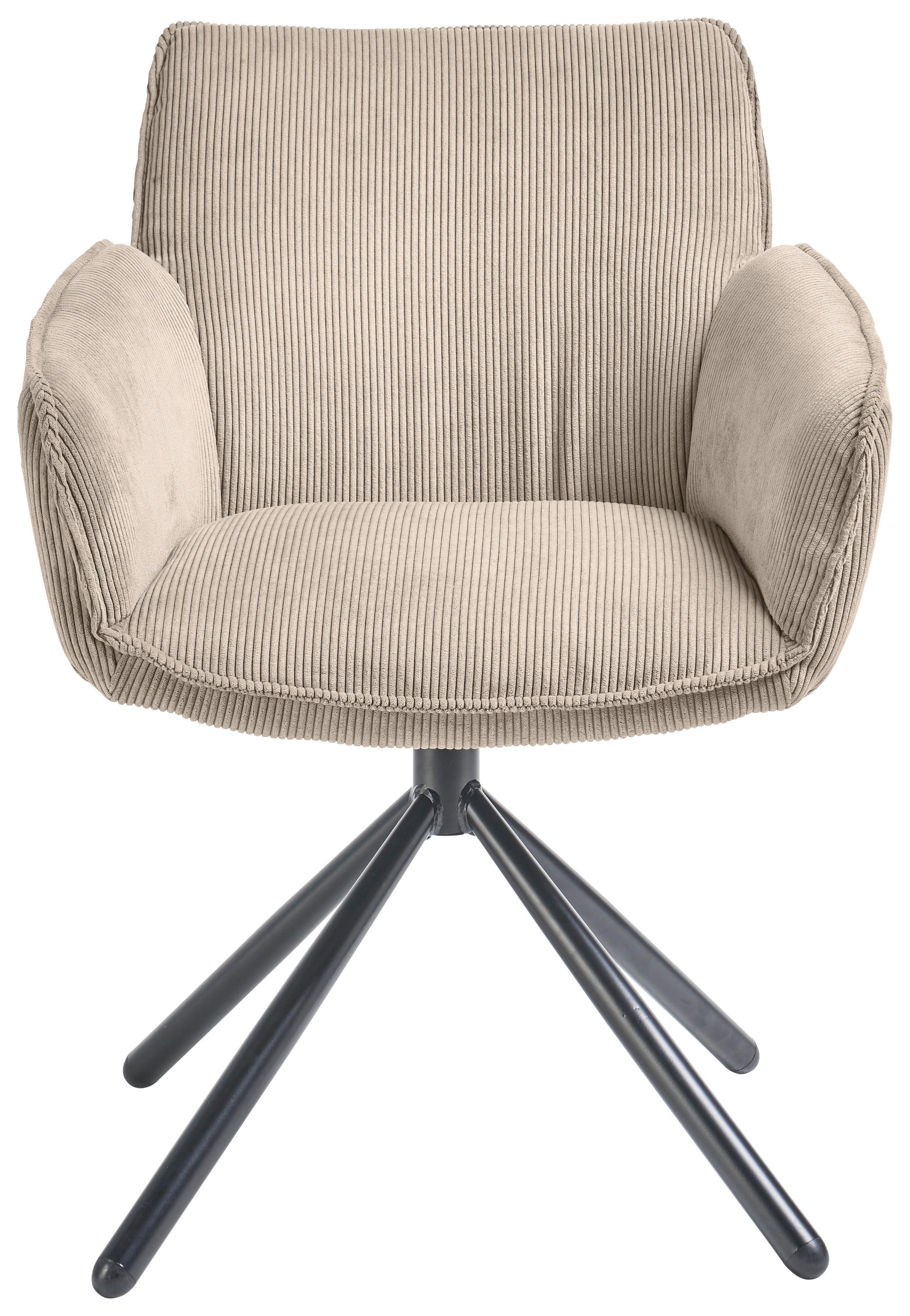 KRZESŁO Z PODŁOKIETNIKAMI FRISCO -MR- - écru/czarny, Design, metal/tkanina (60/84/65cm) - SetOne by Musterring