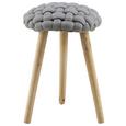 Hocker in Grau/Kiefer - Naturfarben/Grau, ROMANTIK / LANDHAUS, Holz/Holzwerkstoff (34/50,5cm) - Mömax modern living