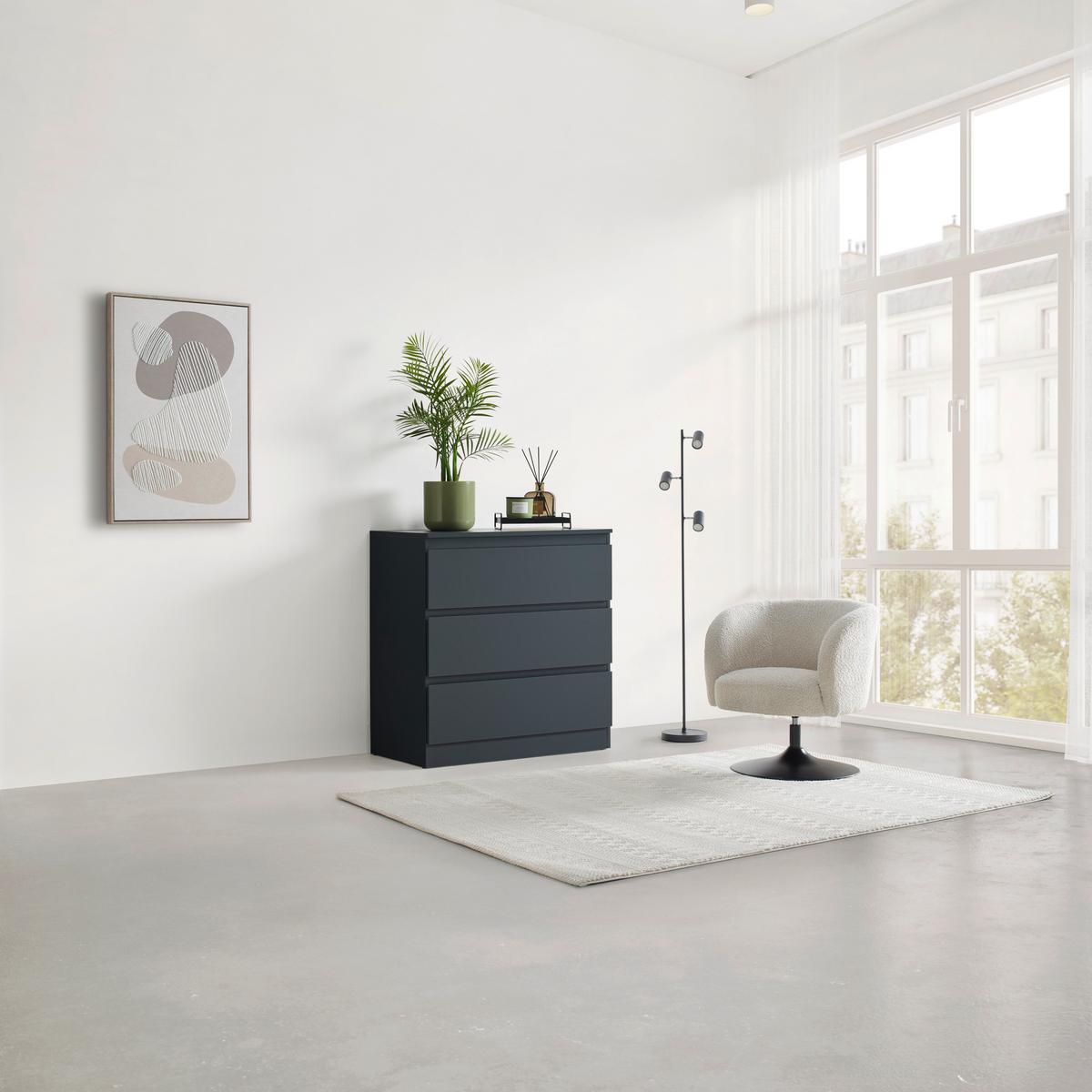 Komoda Mara - boje srebrnog hrasta/crna, Konvencionalno, drvni materijal/plastika (77/80/42cm) - Modern Living