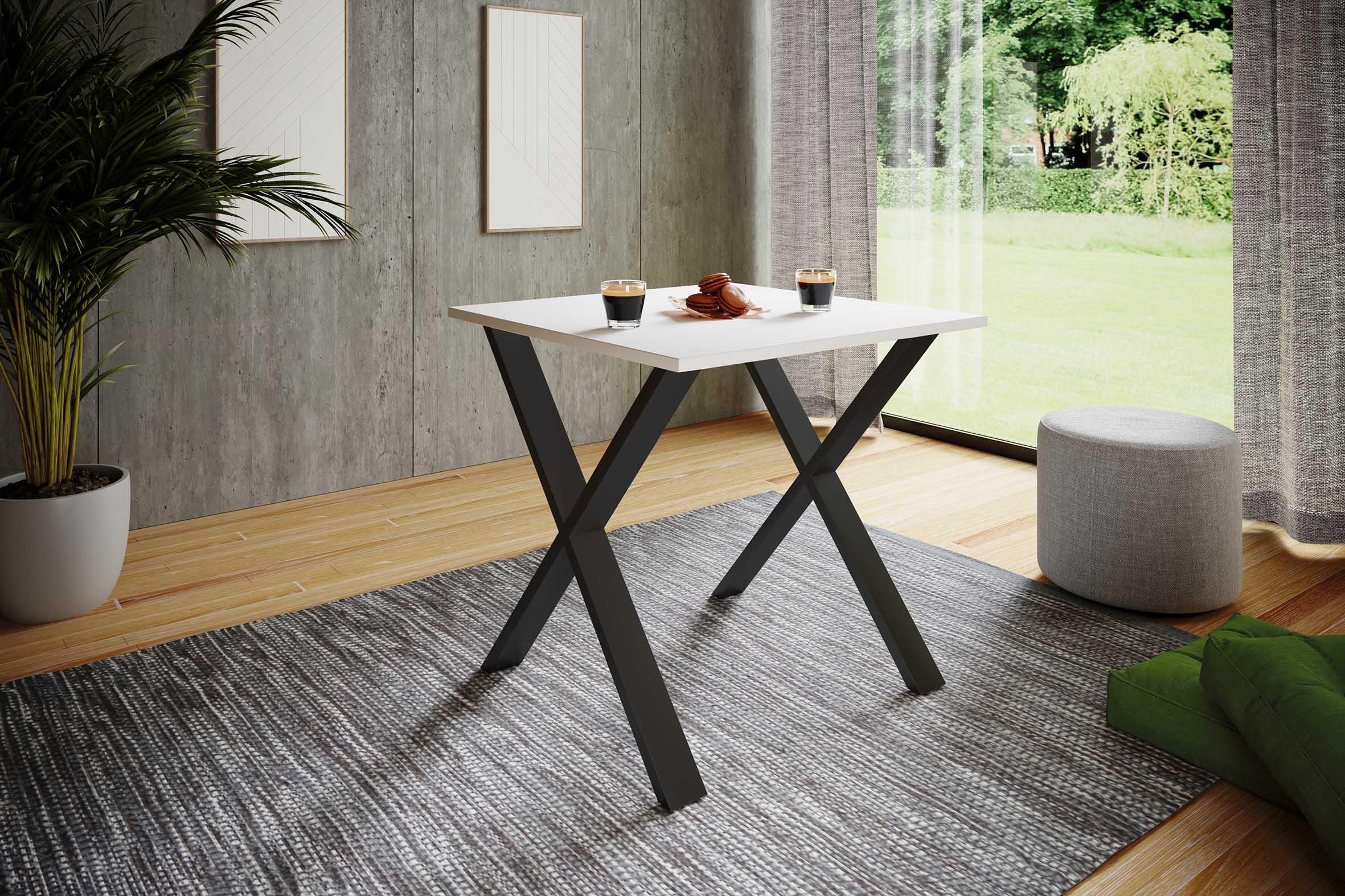 Jedilna Miza Xona, Bela, Črna - črna/bela, Basics, kovina/leseni material (80/50/76cm) - MID.YOU