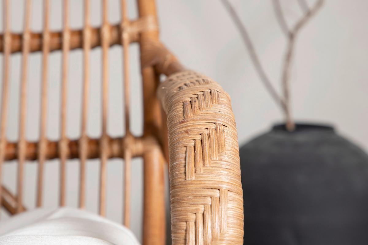 Loungsofa Nella Rattan ca. 130x93x82 cm - Weiß/Naturfarben, KONVENTIONELL, Holz (130/93/82cm) - Gardenson