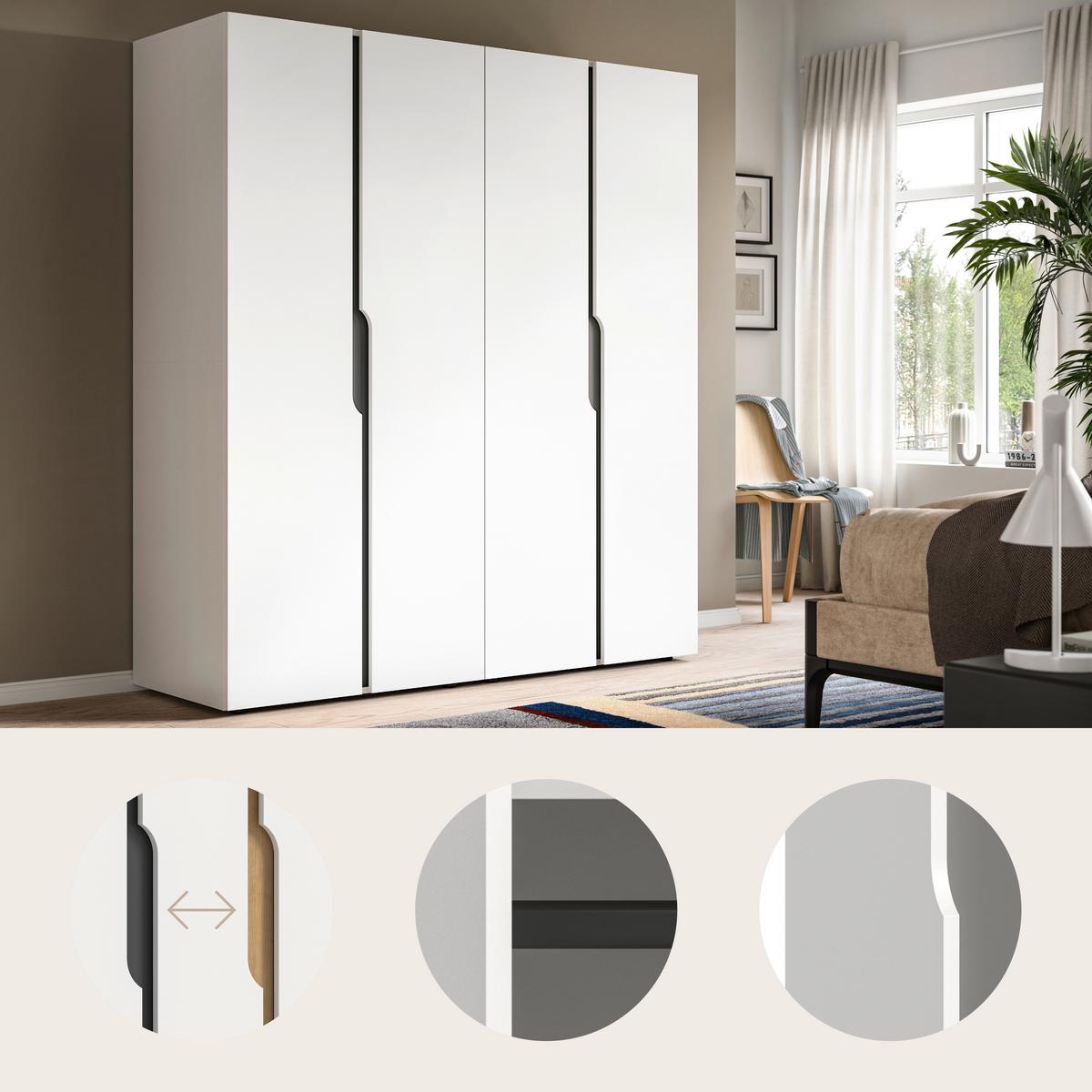 Drehtürenschrank ANGA Weiß - Weiß, MODERN, Holzwerkstoff (160/180/51cm) - MID.YOU