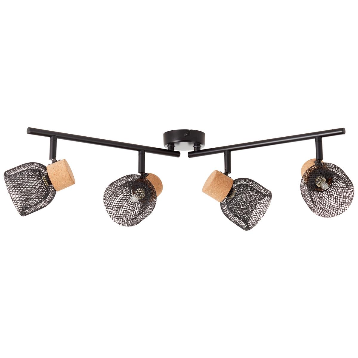Deckenleuchte Flaka Schwarz max. 6 Watt - Schwarz, Natur, Holz/Metall (16,5/76,5/9cm) - Brilliant