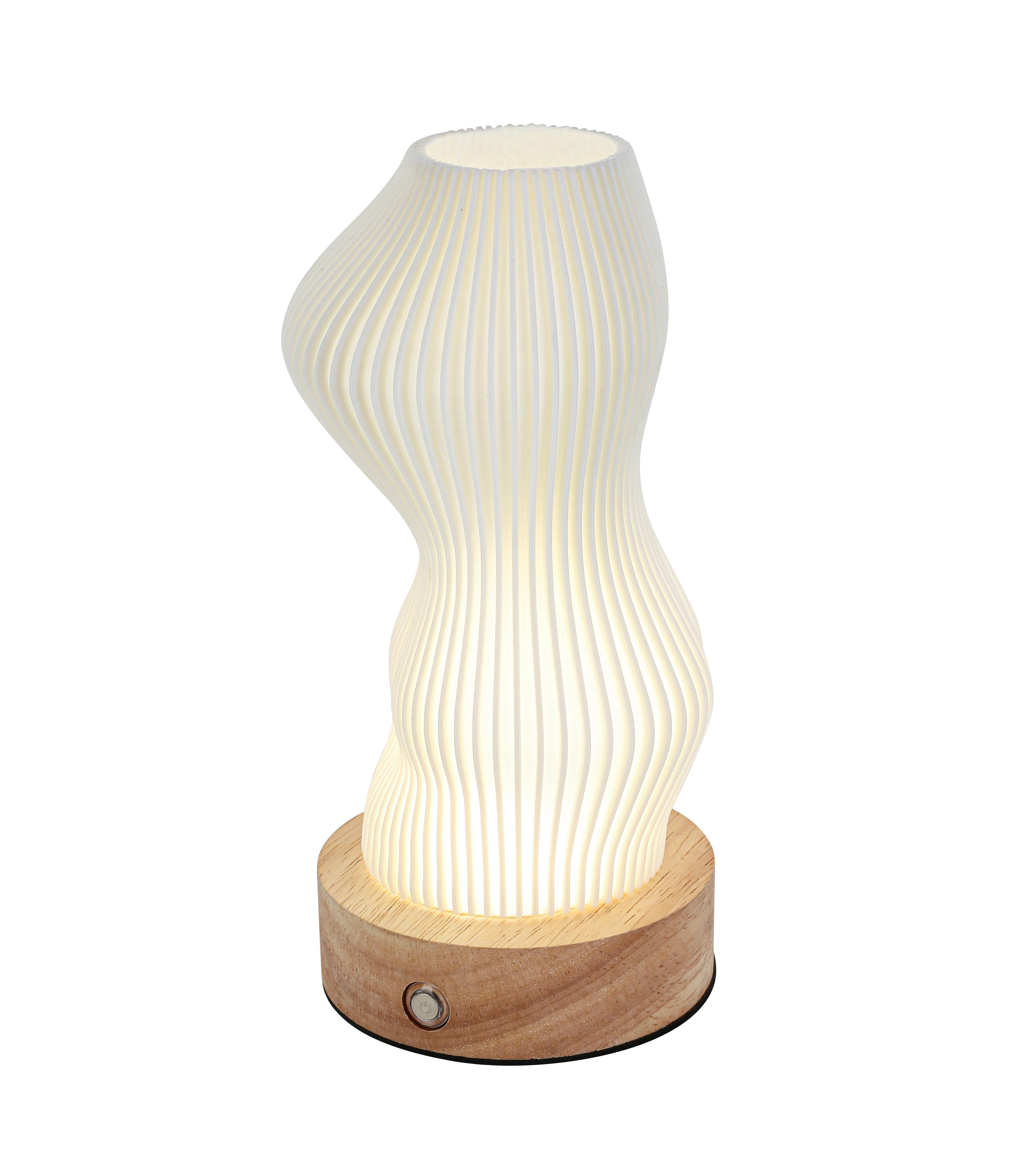 PORTABEL LAMPA GIRTL - vit/naturfärgad, Modern, metall/trä (14/21cm) - Mömax