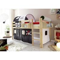 Spielbett Holz Malte ca. 90x200 cm Schwarz - Schwarz/Weiß, Natur, Holz (90/200cm) - MID.YOU