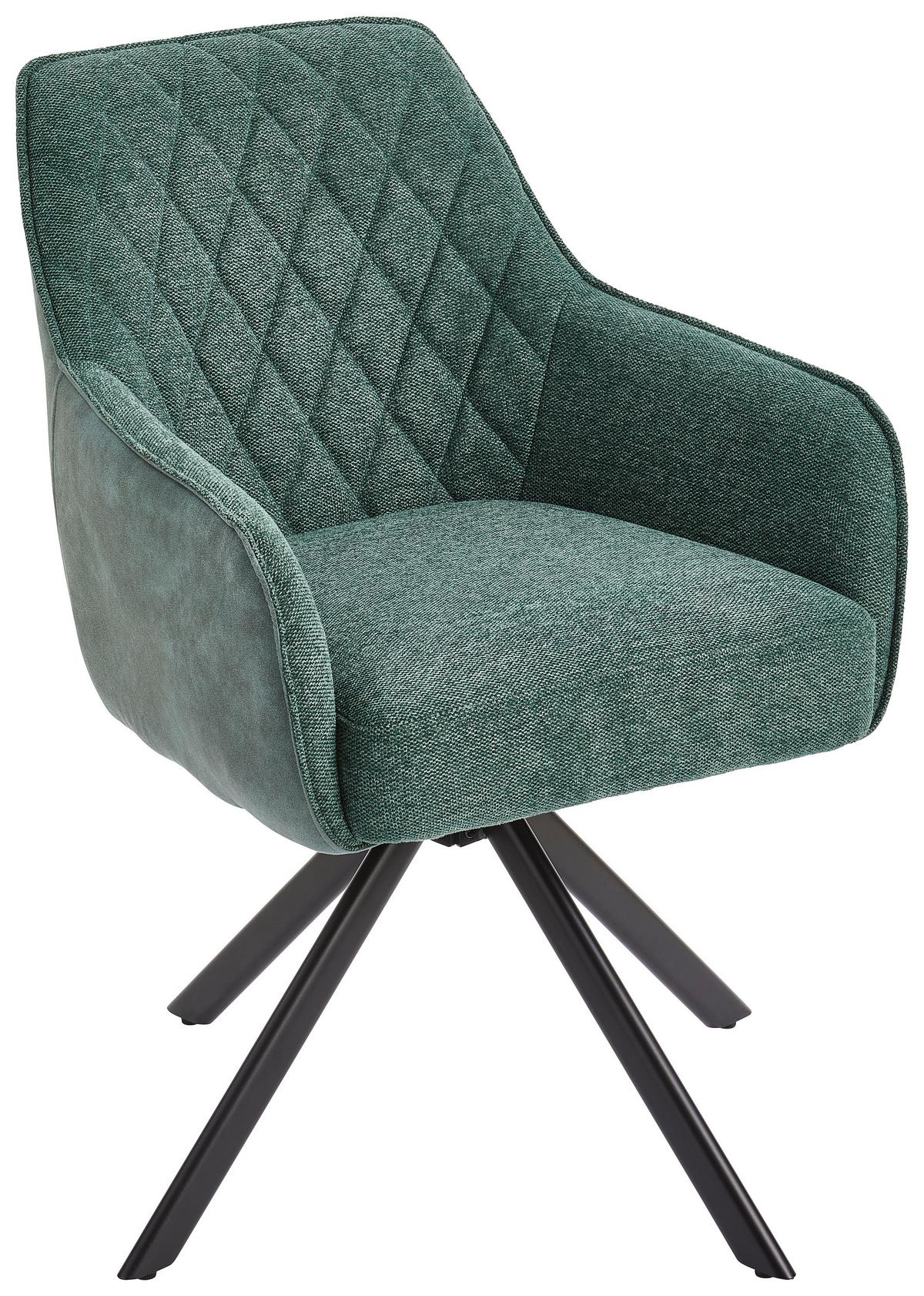 KRZESŁO Z PODŁOKIETNIKAMI JULE - zielony/czarny, Modern, metal/drewno (57/84/63cm) - Livetastic