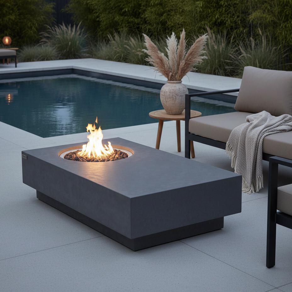 Feuerstelle Metropolis Dunkelgrau - Dunkelgrau, KONVENTIONELL, Stein/Metall (142,2/81,3/35,6cm) - Gardenson