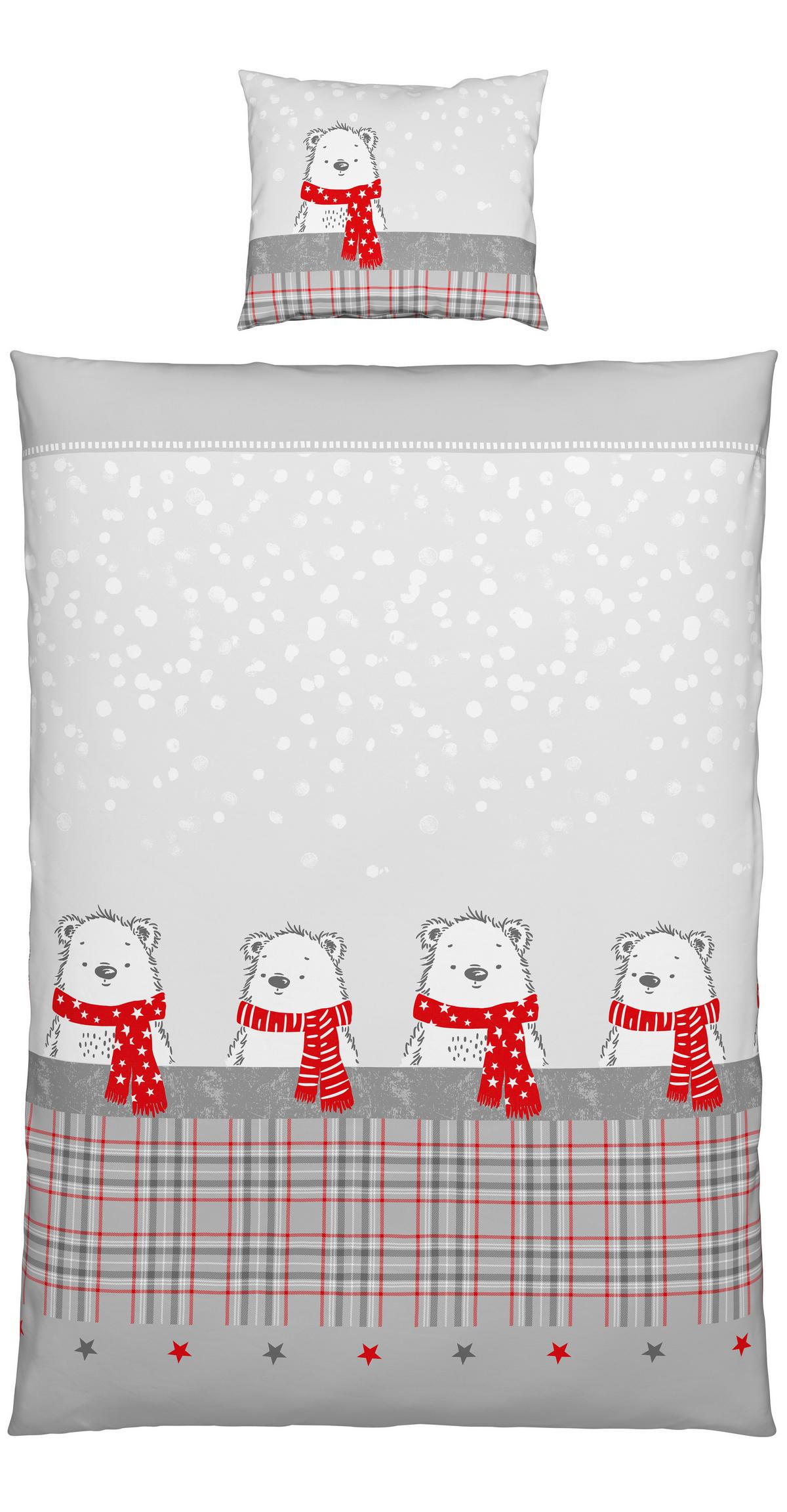 Bettwäscheset Beri Rot/Grau ca. 160x210cm - Rot/Grau, Textil (160/210cm) - Modern Living