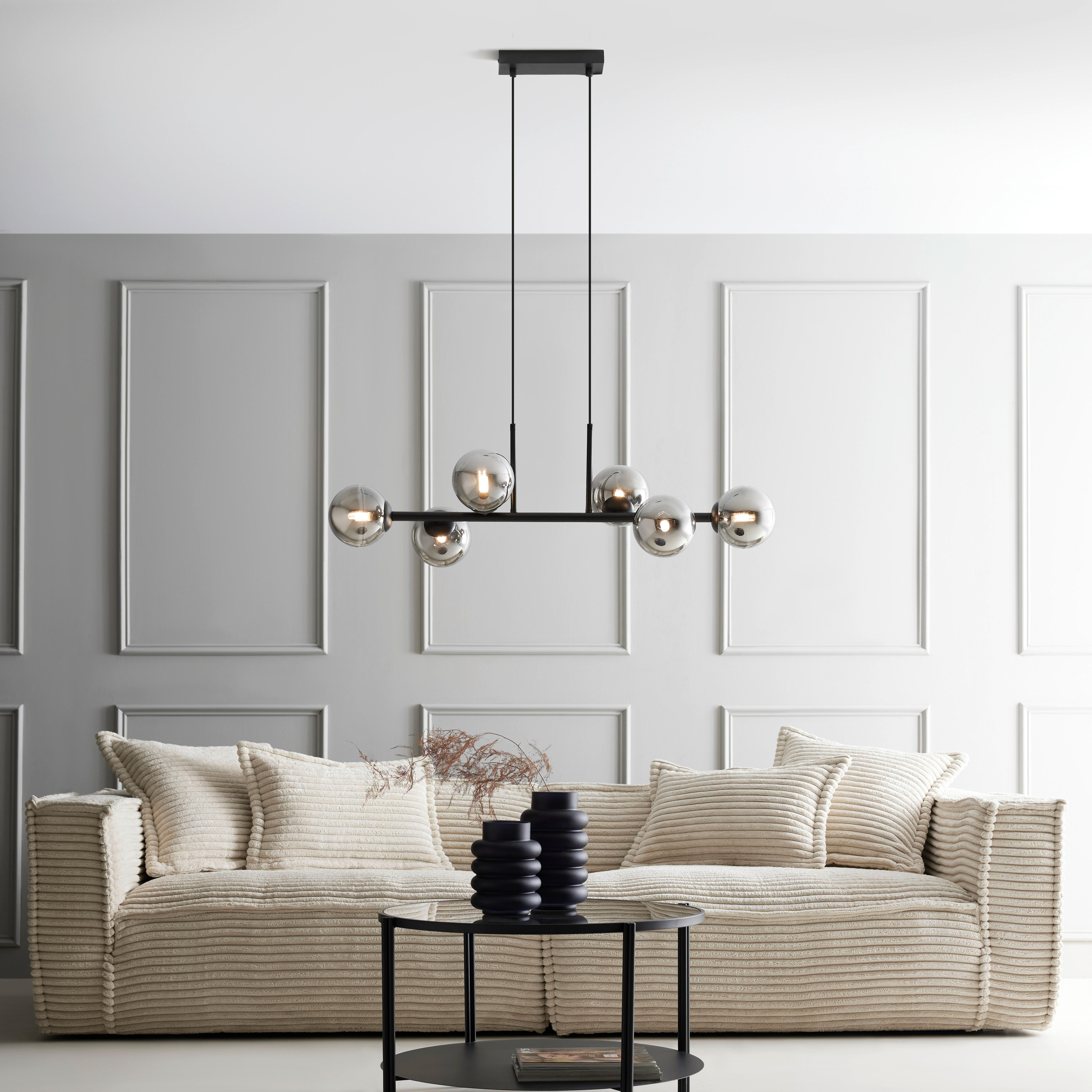 Lampă suspendată LISIB - culoare crom/negru, Modern, sticlă/metal (85cm) - Mömax