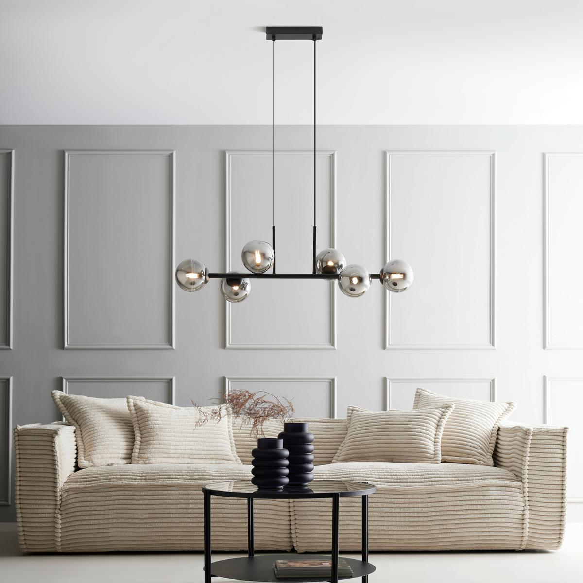 Lampă suspendată LISIB - culoare crom/negru, Modern, sticlă/metal (85/28/120cm) - Mömax