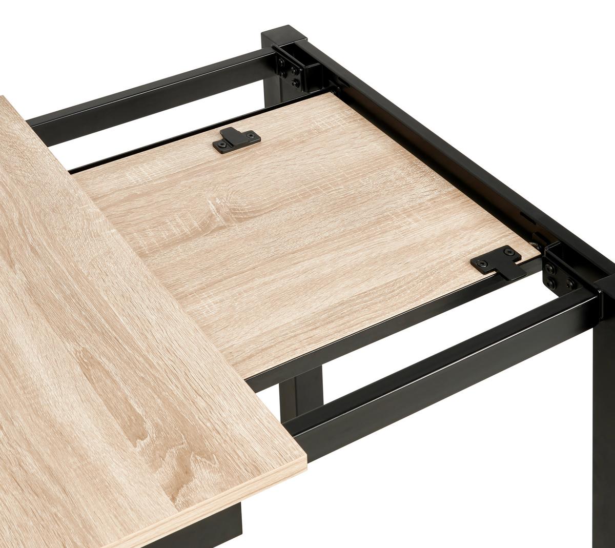 STÓŁ DO JADALNI GINA  AZ - czarny/kolor dębu sonoma, Konventionell, materiał drewnopochodny/metal (80-120/76/70cm) - MID.YOU