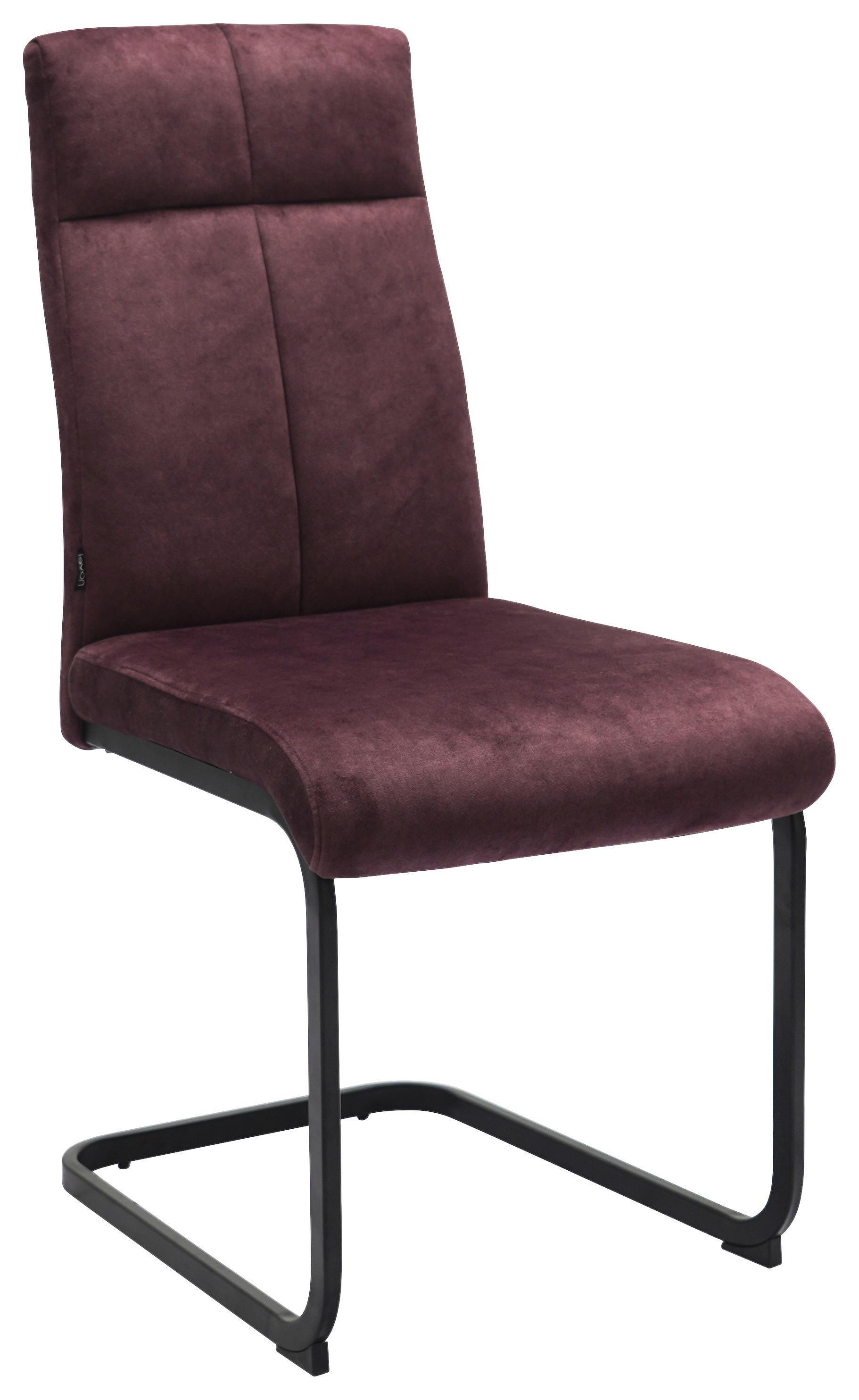 KRZESŁO NA PŁOZIE GISMO - czerwone wino/czarny, Design, metal/tkanina (45/92/62cm) - Novel