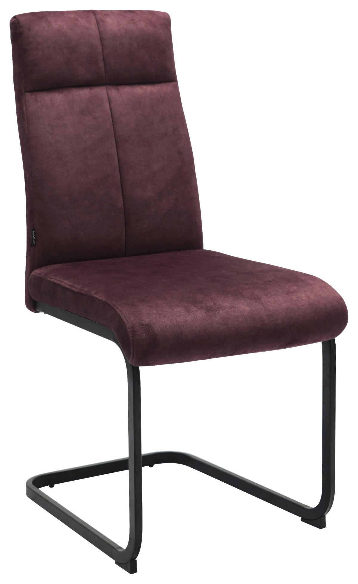 KRZESŁO NA PŁOZIE GISMO - czerwone wino/czarny, Design, metal/tkanina (45/92/62cm) - Novel